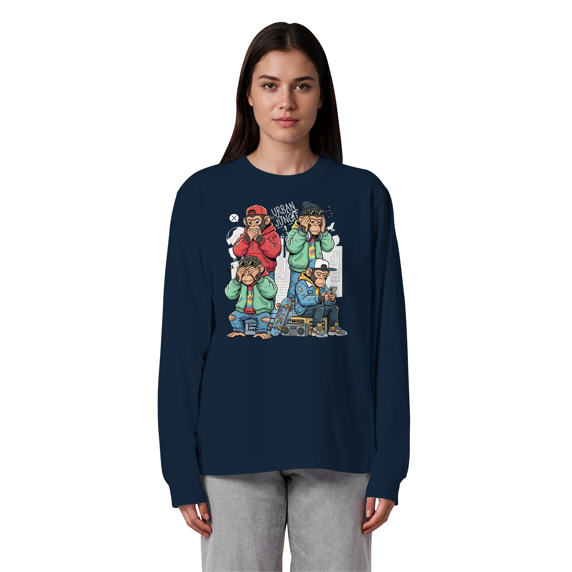 Die vier Stadtaffen - Organic Heavy Oversized Longsleeve T-Shirt