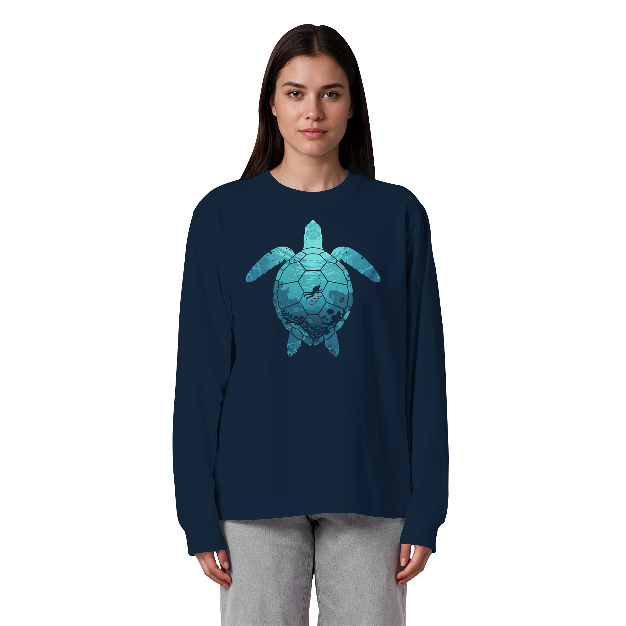 Deep Sea Turtle - Organic Heavy Oversized Longsleeve T-Shirt