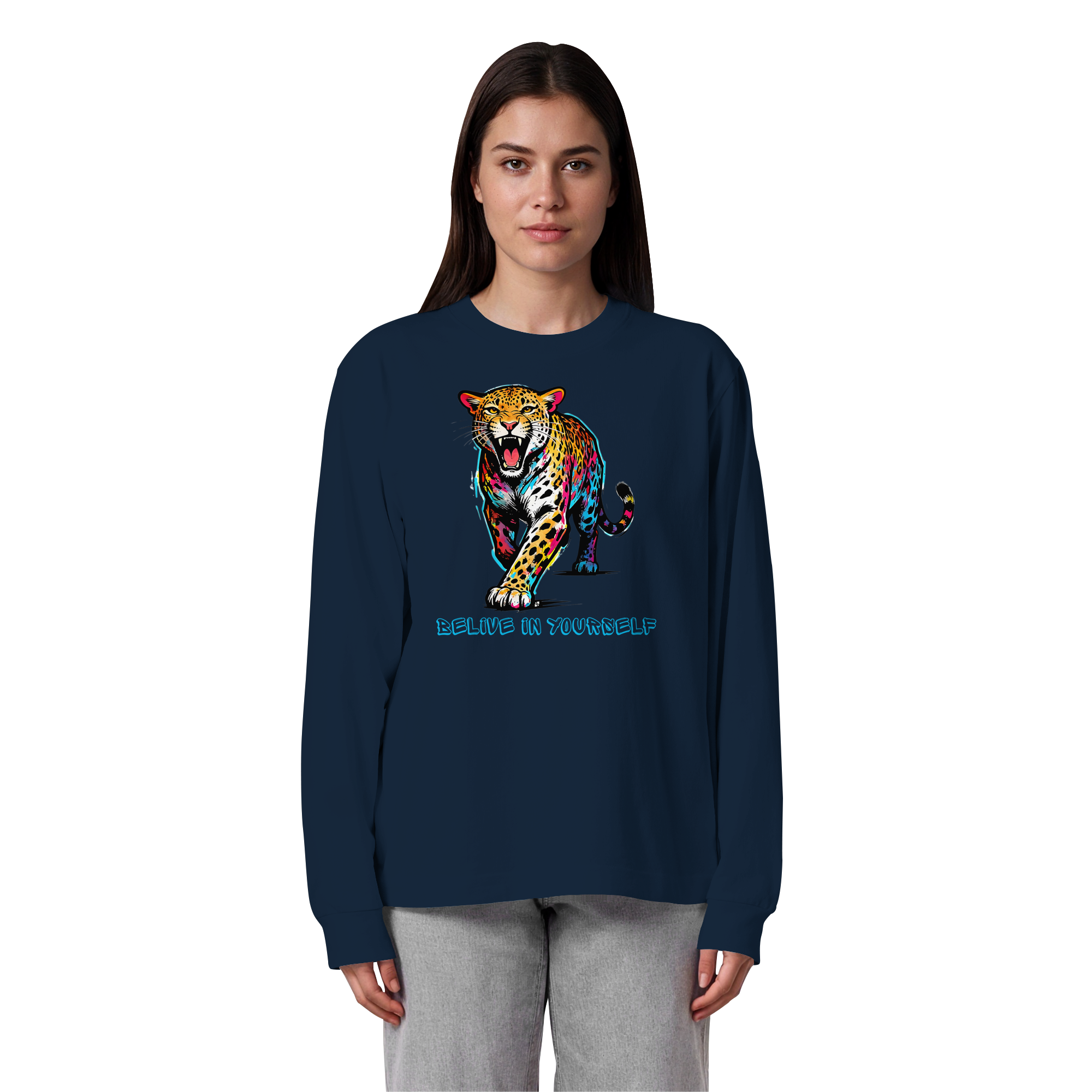 BIY Leopard - Organic Heavy Oversized Longsleeve T-Shirt