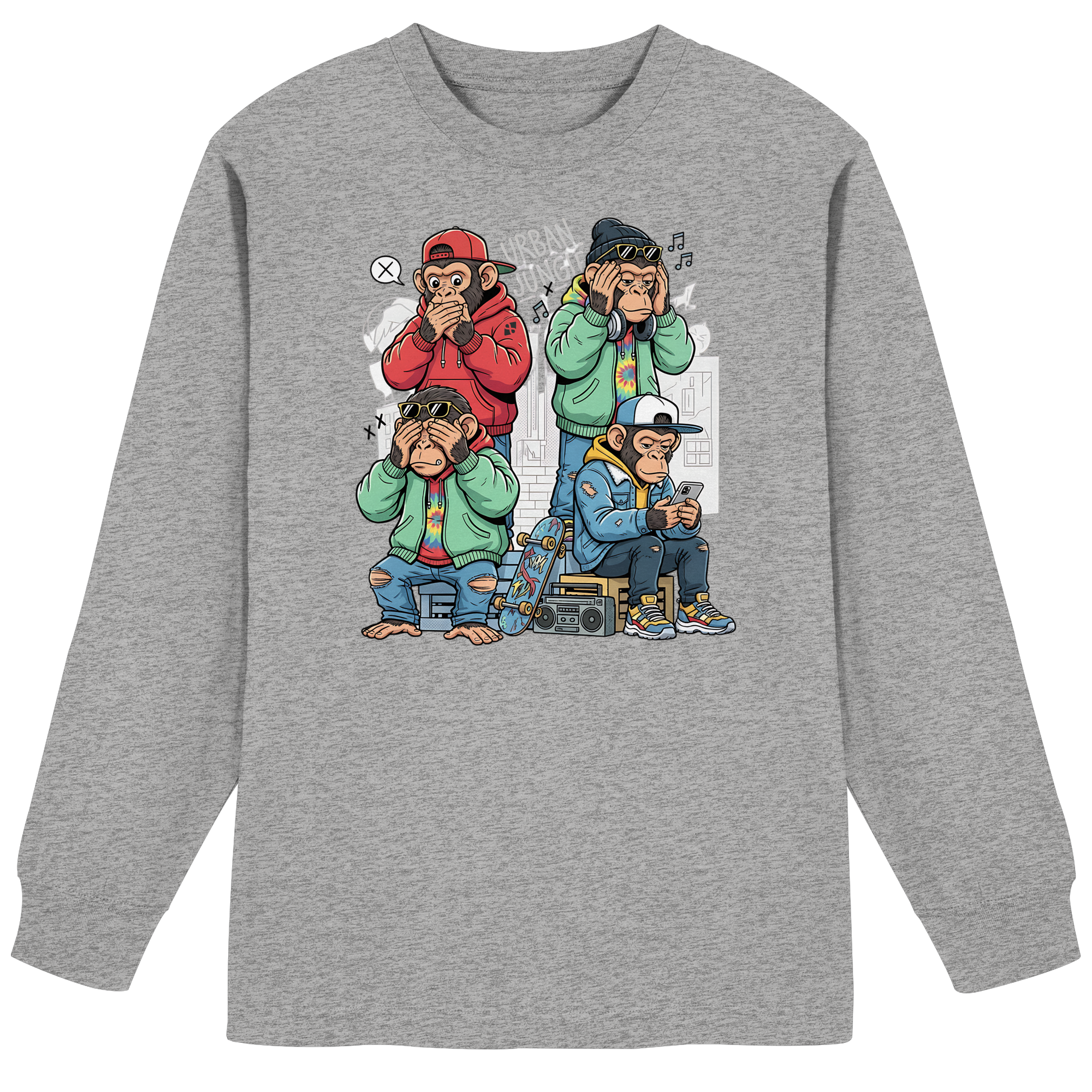 Die vier Stadtaffen - Organic Heavy Oversized Longsleeve T-Shirt