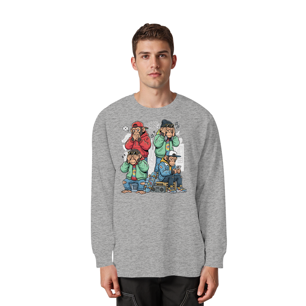 Die vier Stadtaffen - Organic Heavy Oversized Longsleeve T-Shirt