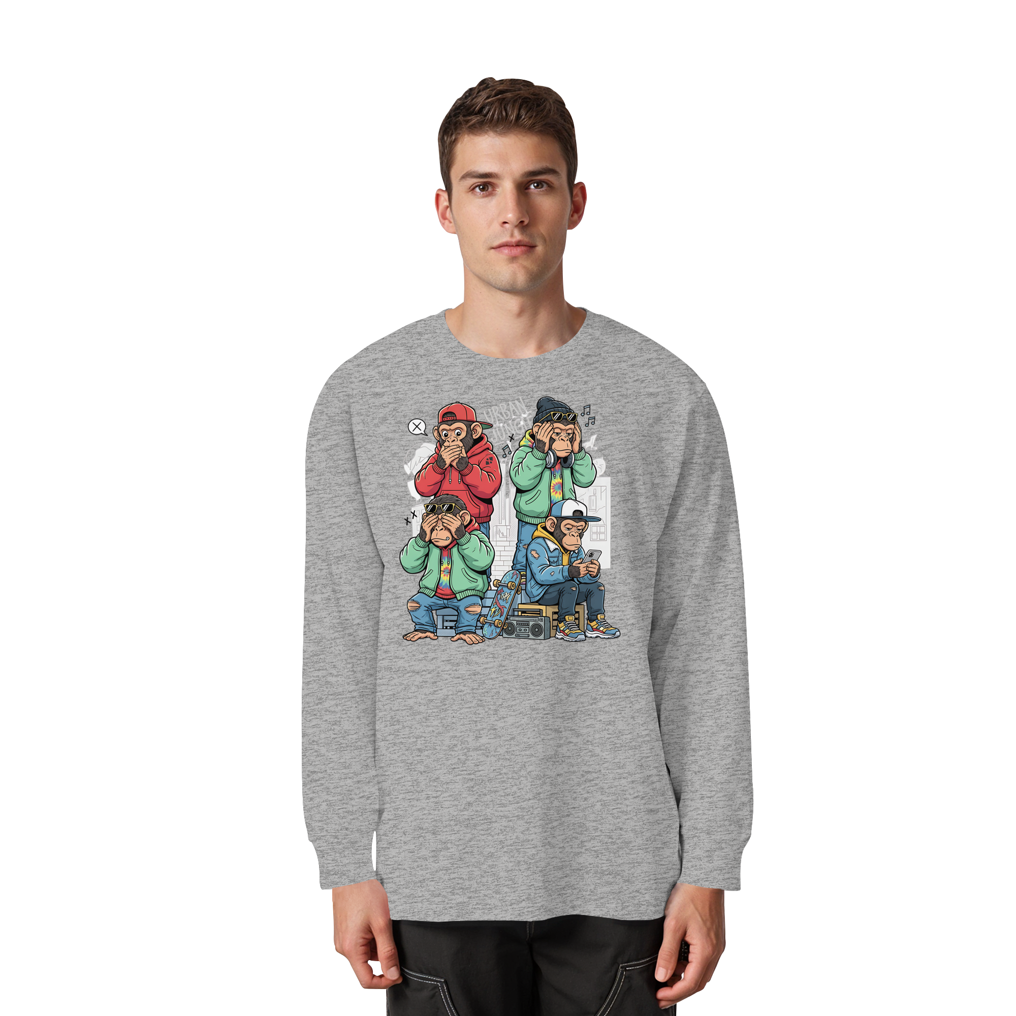 Die vier Stadtaffen - Organic Heavy Oversized Longsleeve T-Shirt