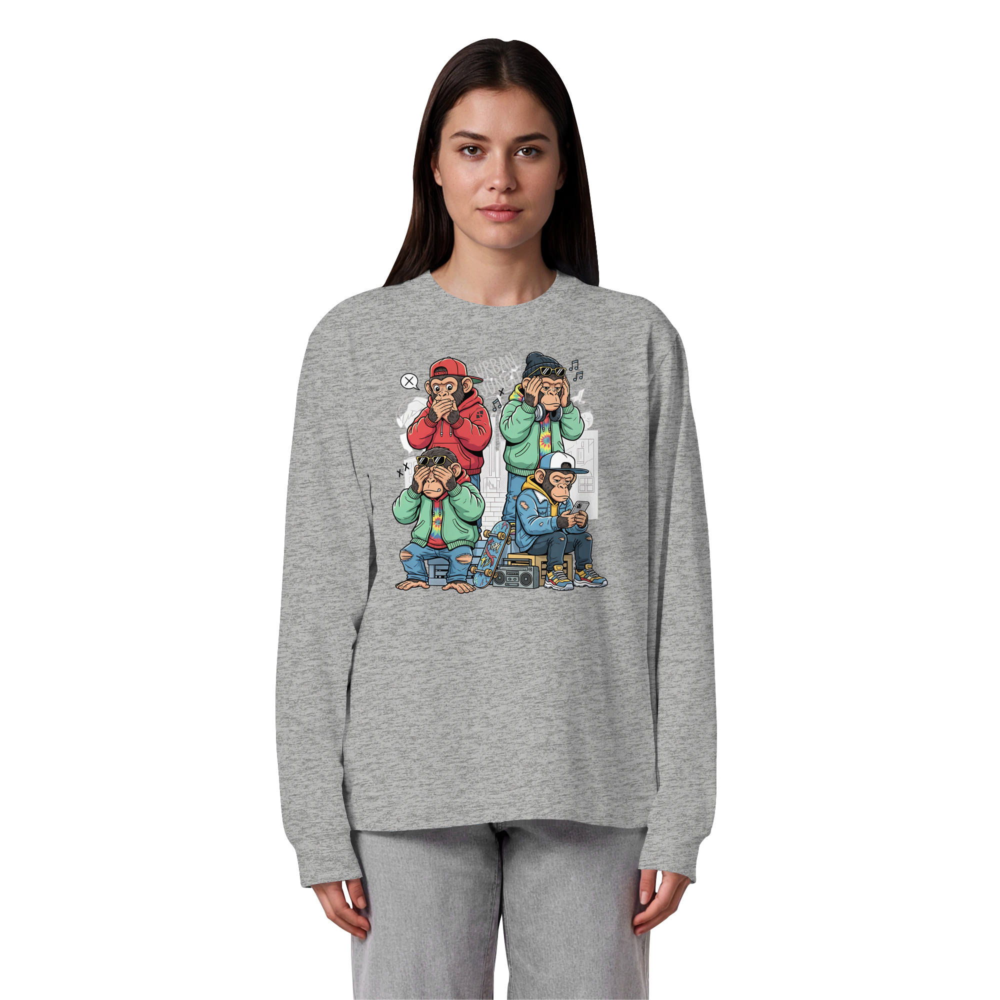 Die vier Stadtaffen - Organic Heavy Oversized Longsleeve T-Shirt