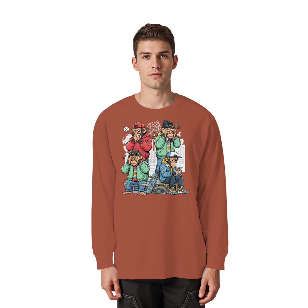 Die vier Stadtaffen - Organic Heavy Oversized Longsleeve T-Shirt