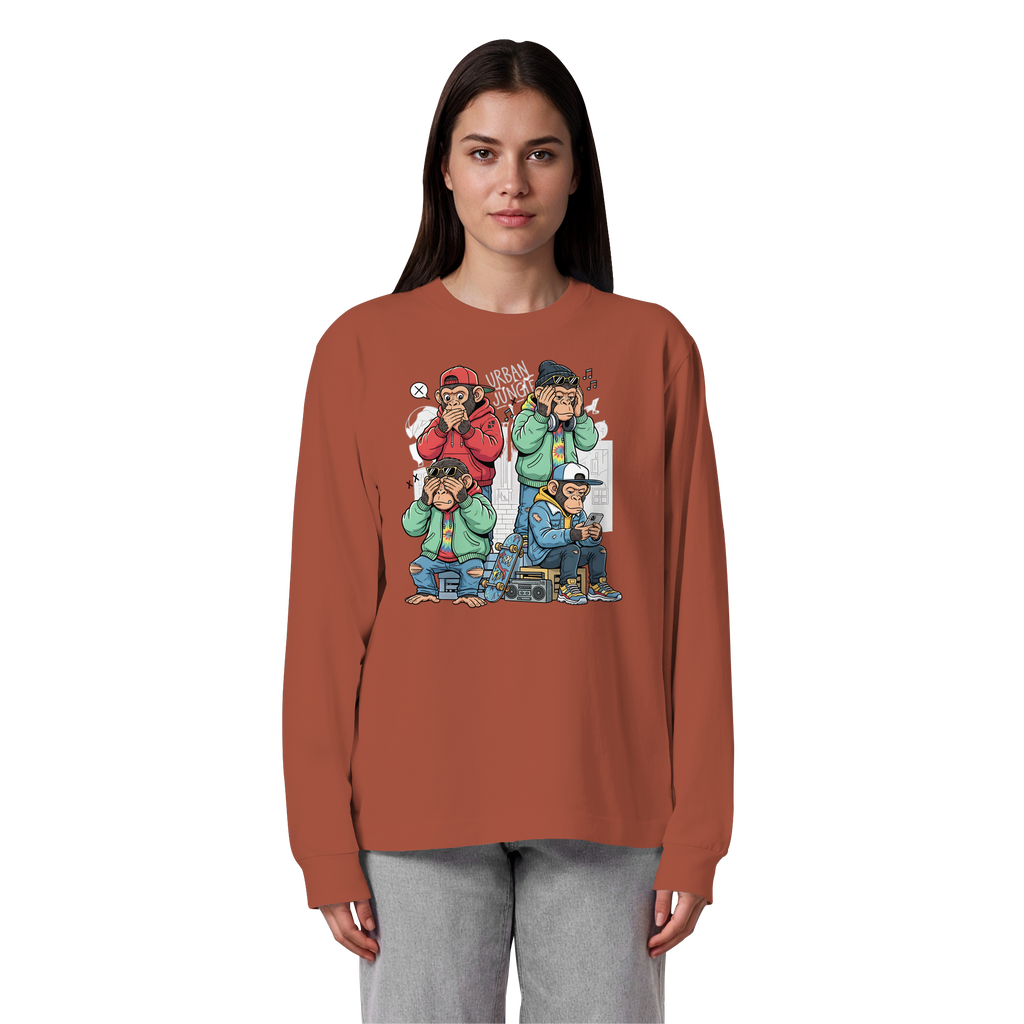 Die vier Stadtaffen - Organic Heavy Oversized Longsleeve T-Shirt
