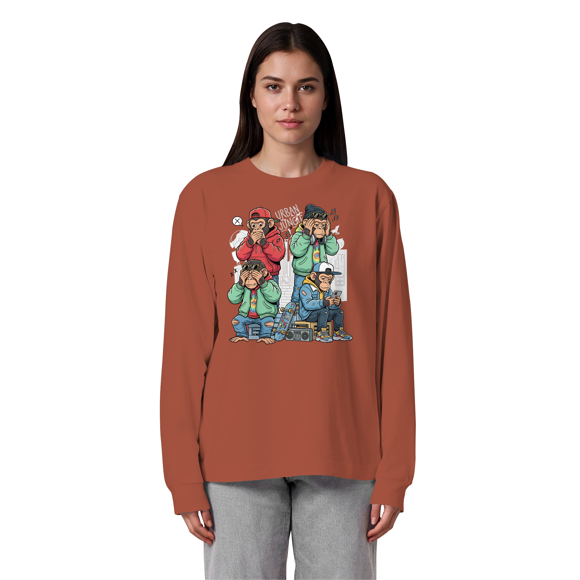Die vier Stadtaffen - Organic Heavy Oversized Longsleeve T-Shirt