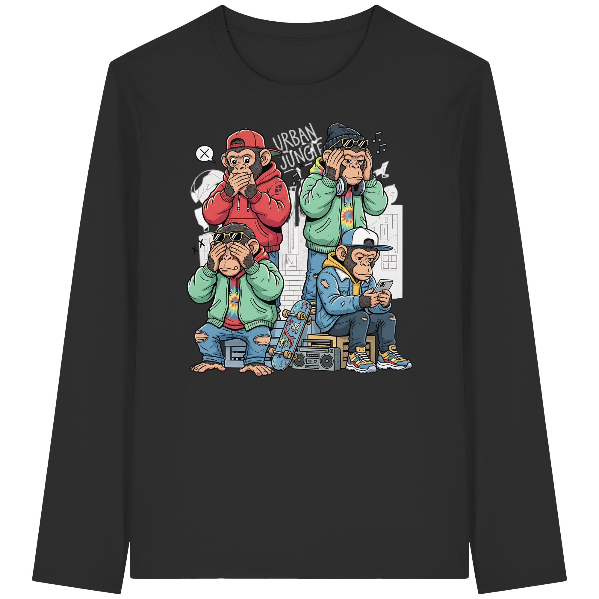 Die vier Stadtaffen - Organic Longsleeve T-Shirt