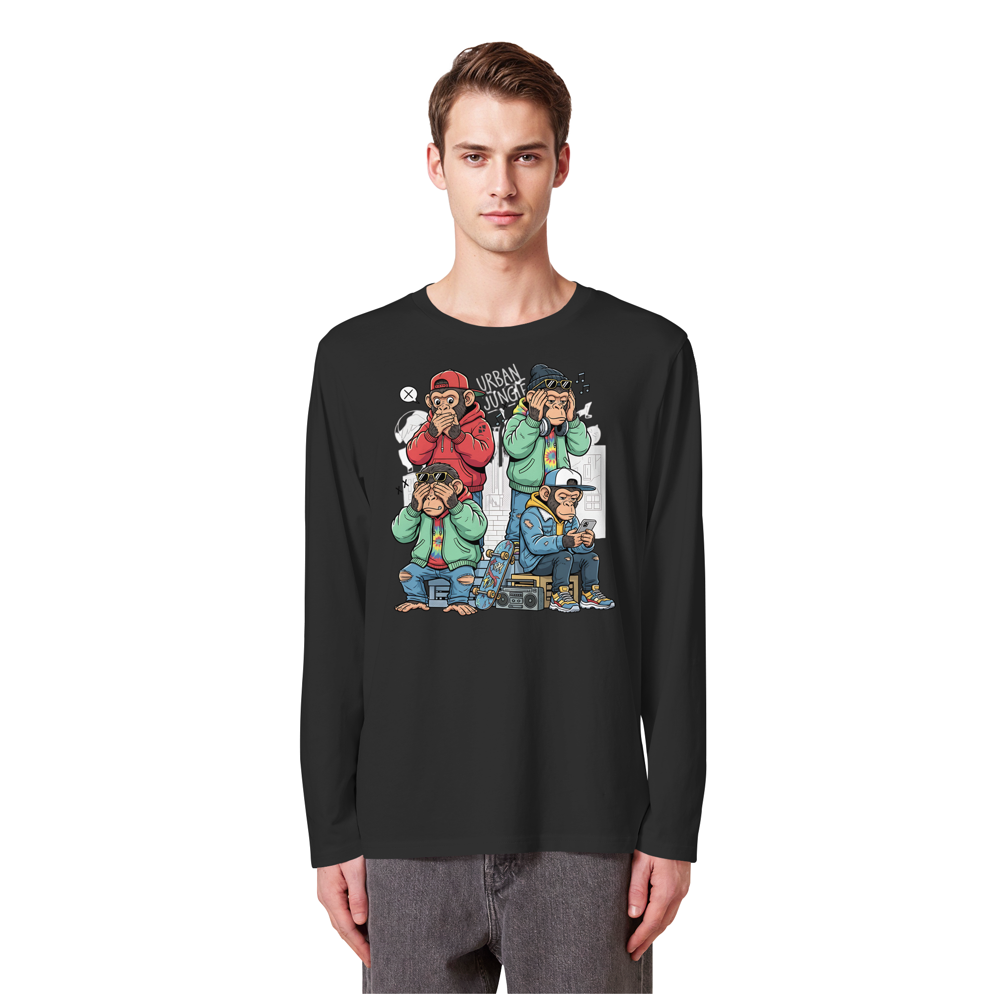 Die vier Stadtaffen - Organic Longsleeve T-Shirt