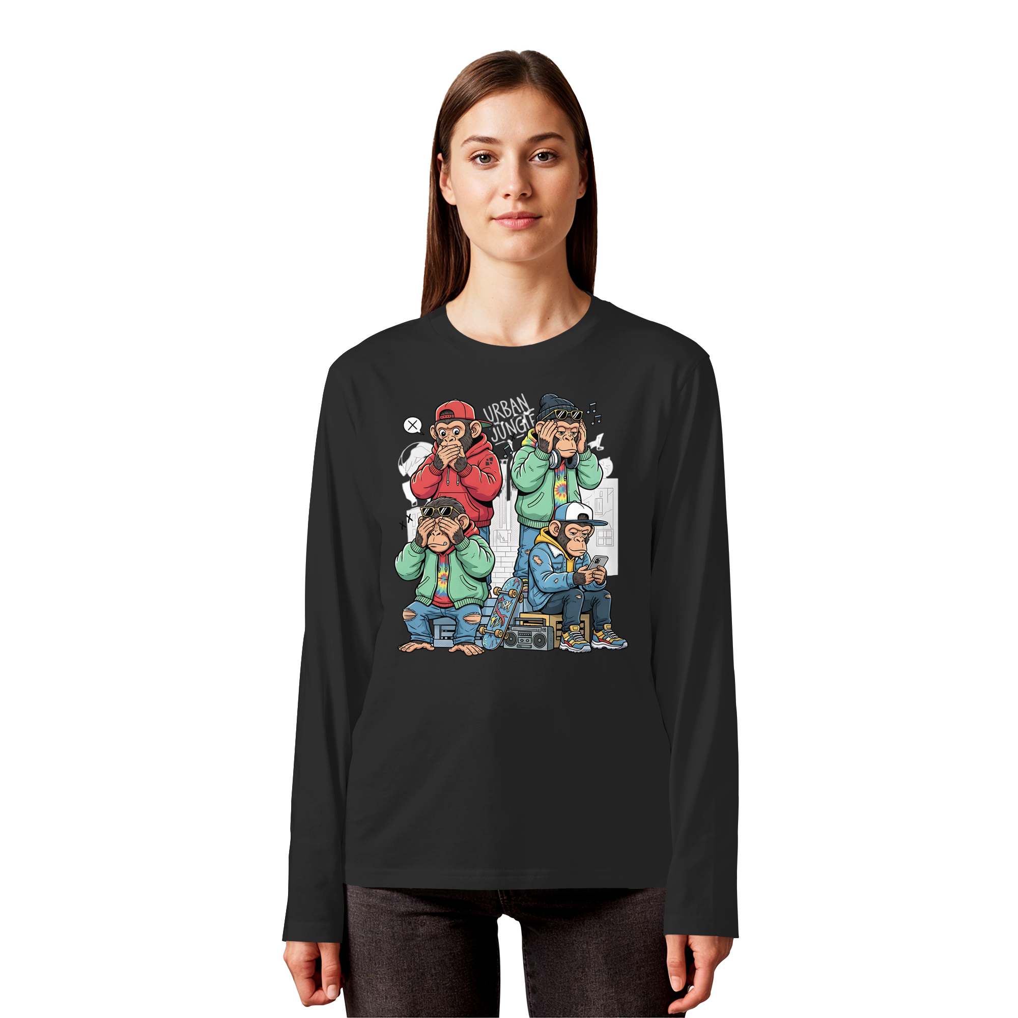 Die vier Stadtaffen - Organic Longsleeve T-Shirt