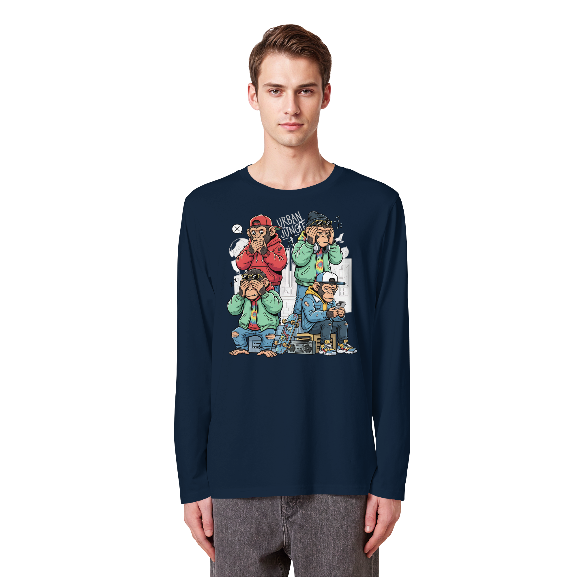 Die vier Stadtaffen - Organic Longsleeve T-Shirt