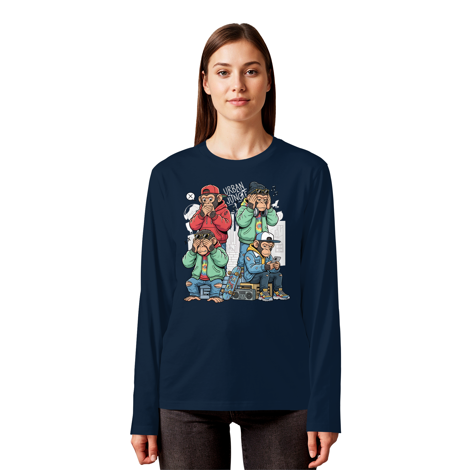 Die vier Stadtaffen - Organic Longsleeve T-Shirt