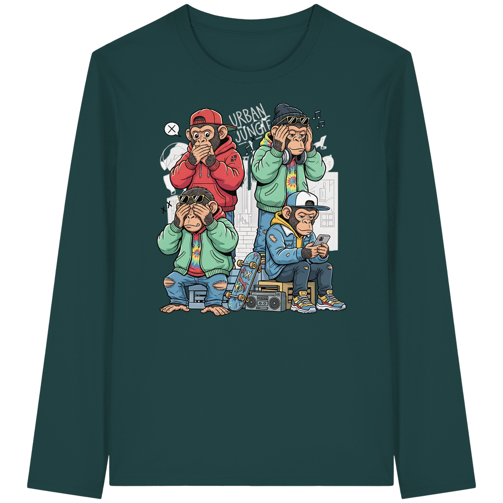 Die vier Stadtaffen - Organic Longsleeve T-Shirt