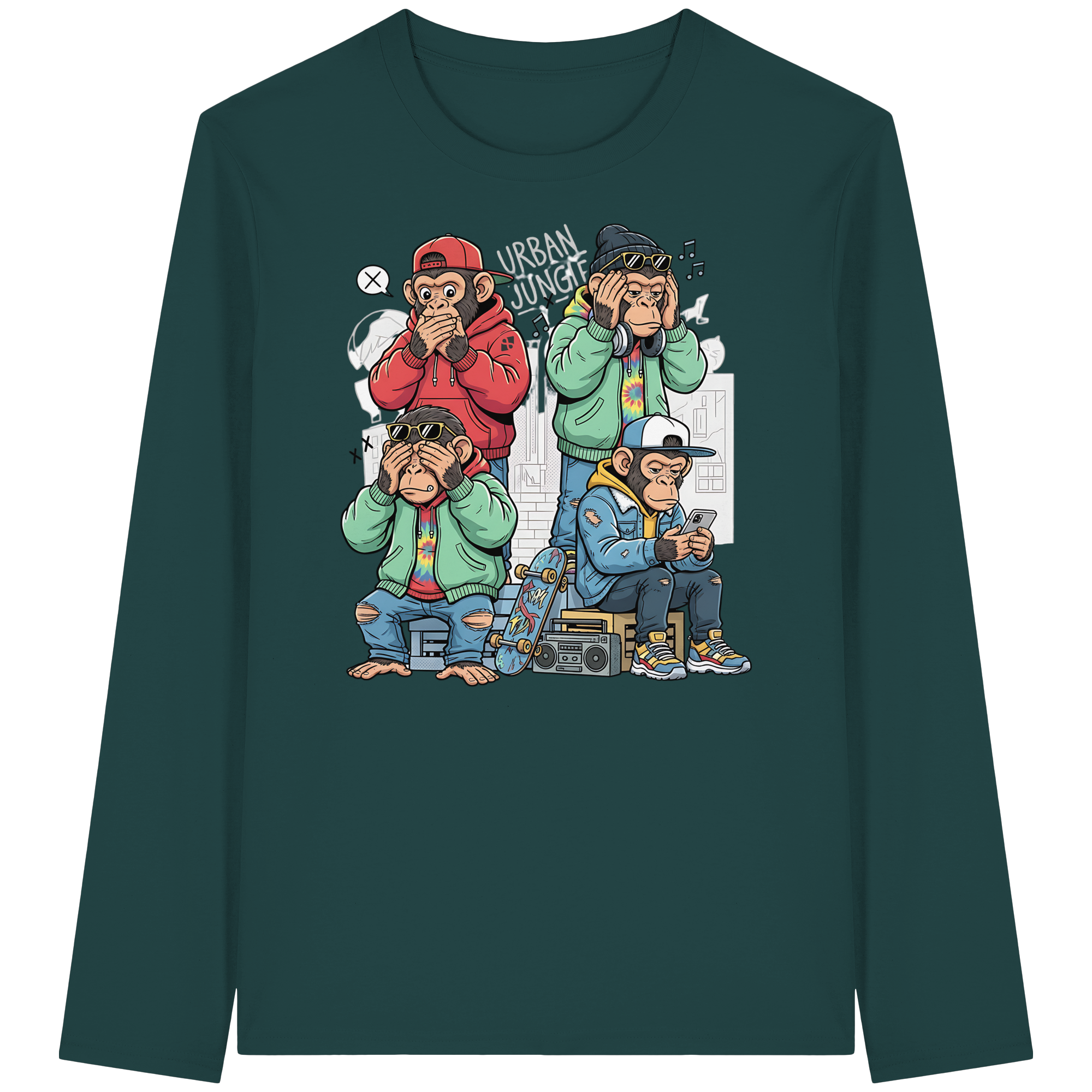 Die vier Stadtaffen - Organic Longsleeve T-Shirt