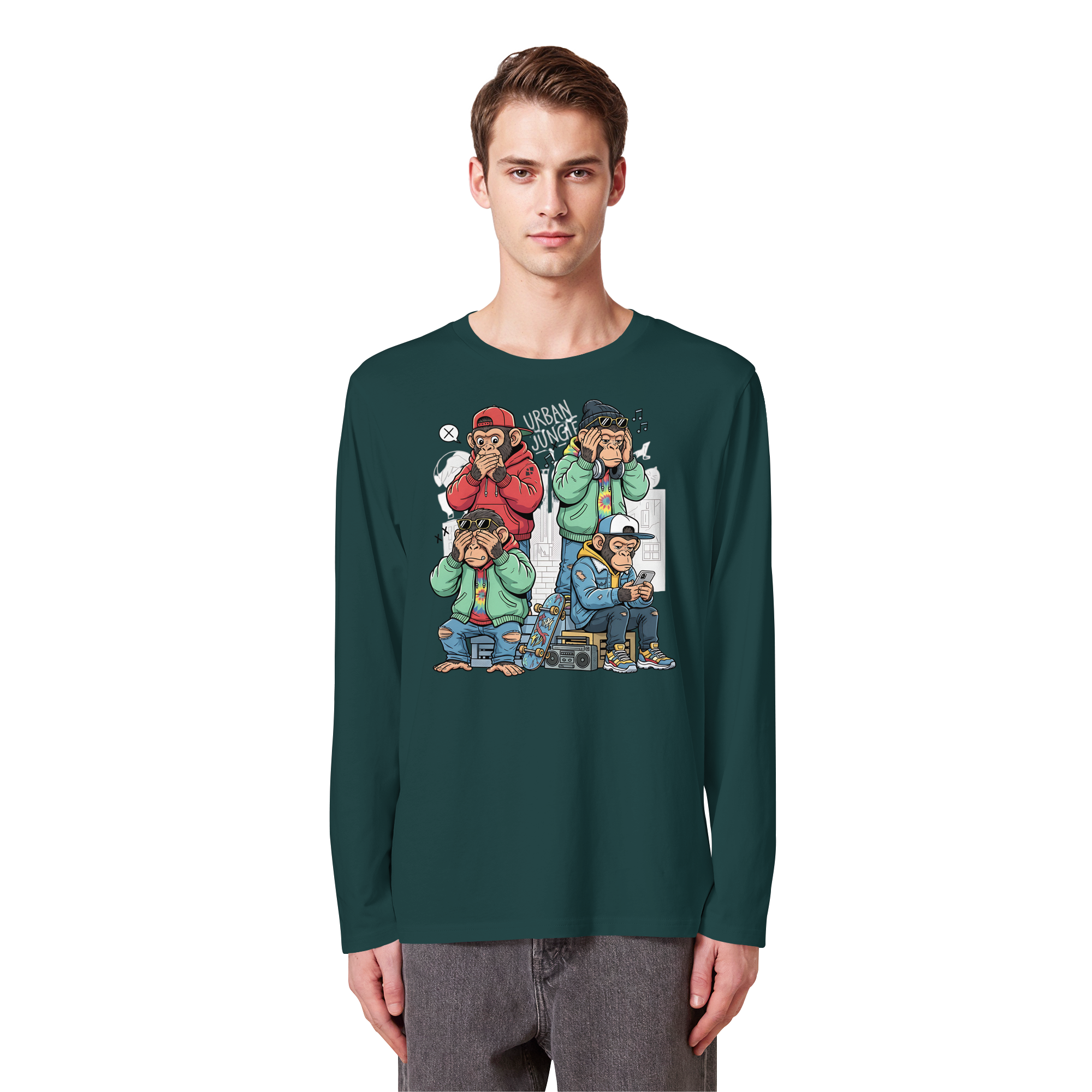 Die vier Stadtaffen - Organic Longsleeve T-Shirt