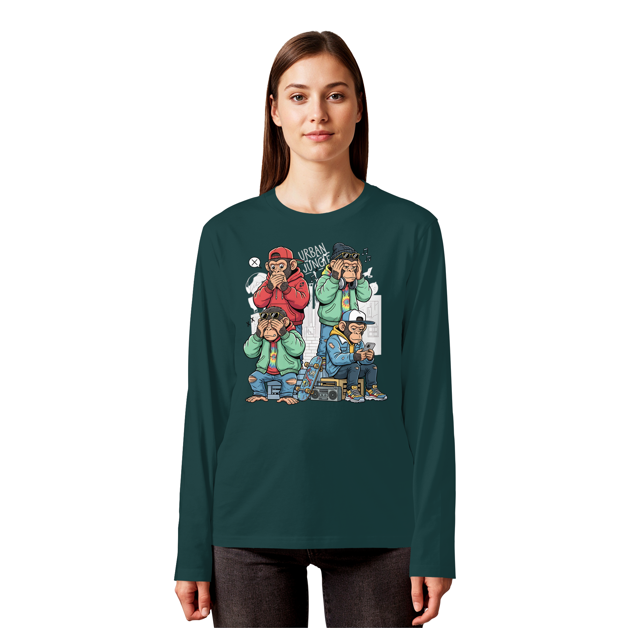 Die vier Stadtaffen - Organic Longsleeve T-Shirt