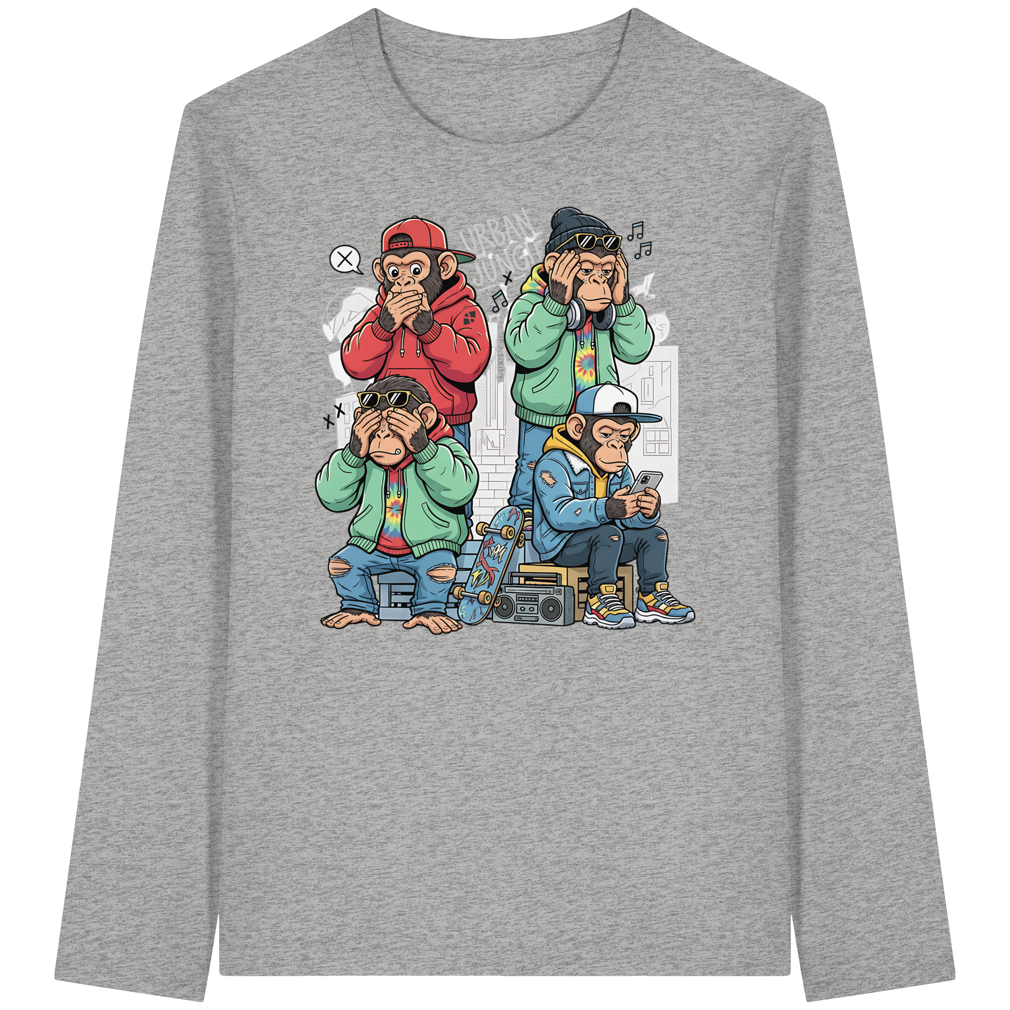 Die vier Stadtaffen - Organic Longsleeve T-Shirt