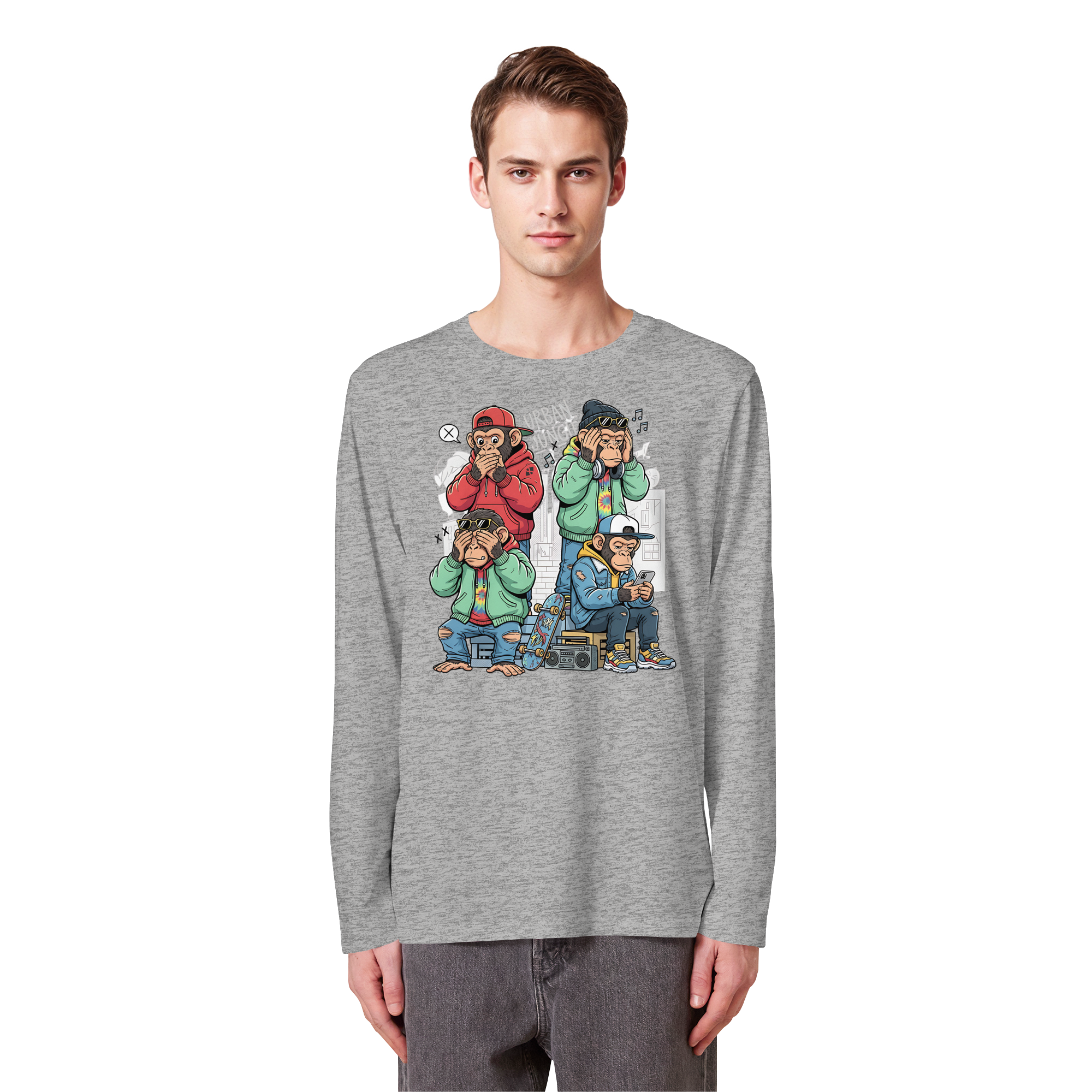 Die vier Stadtaffen - Organic Longsleeve T-Shirt