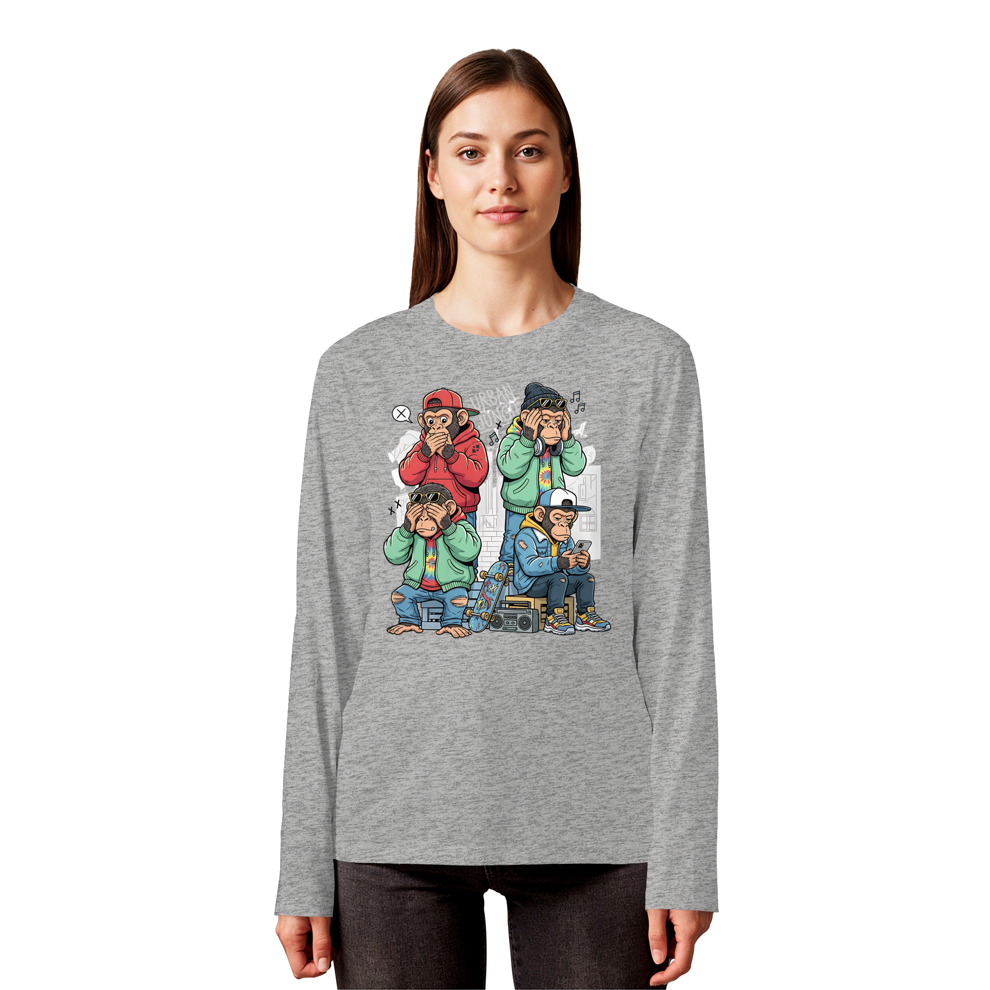 Die vier Stadtaffen - Organic Longsleeve T-Shirt