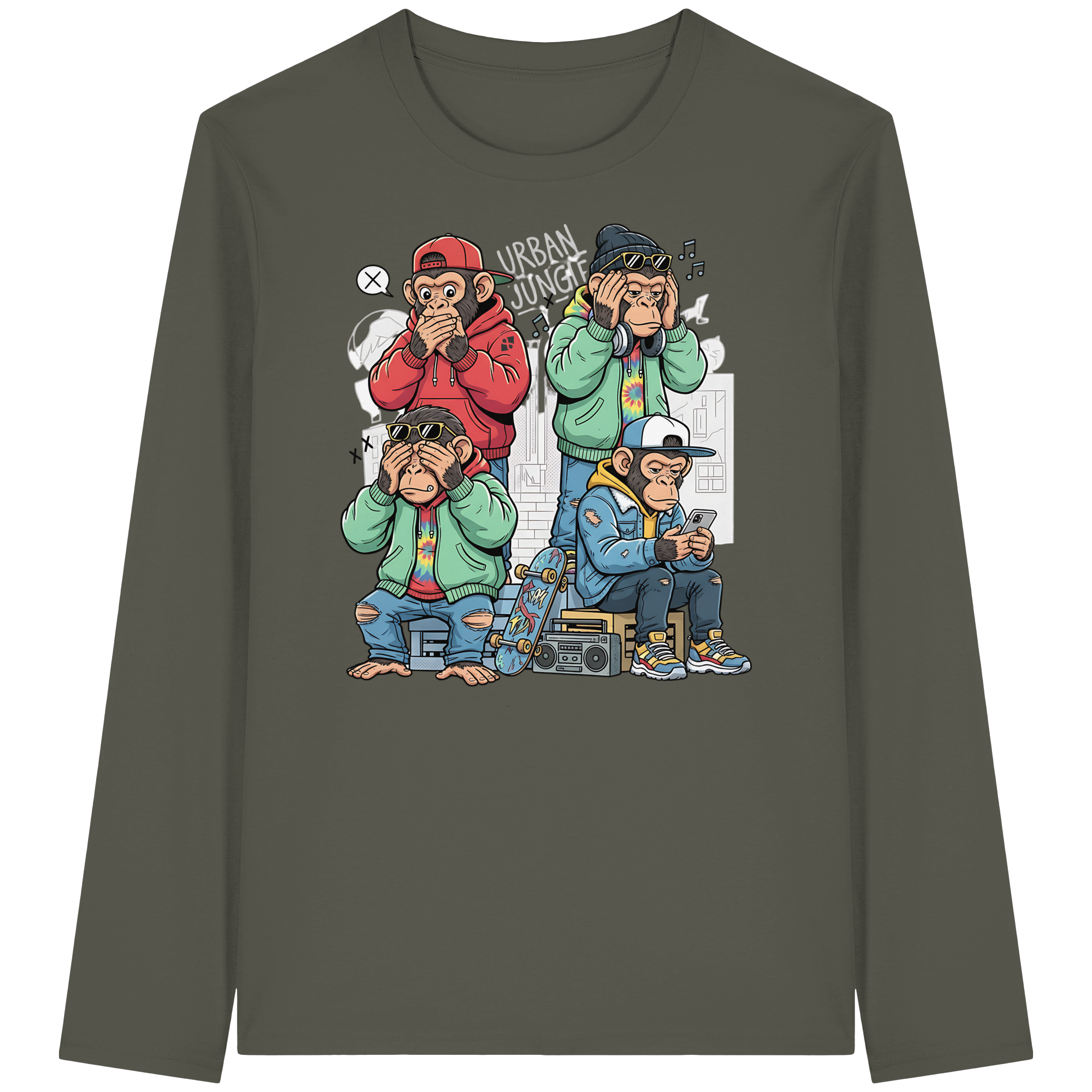 Die vier Stadtaffen - Organic Longsleeve T-Shirt