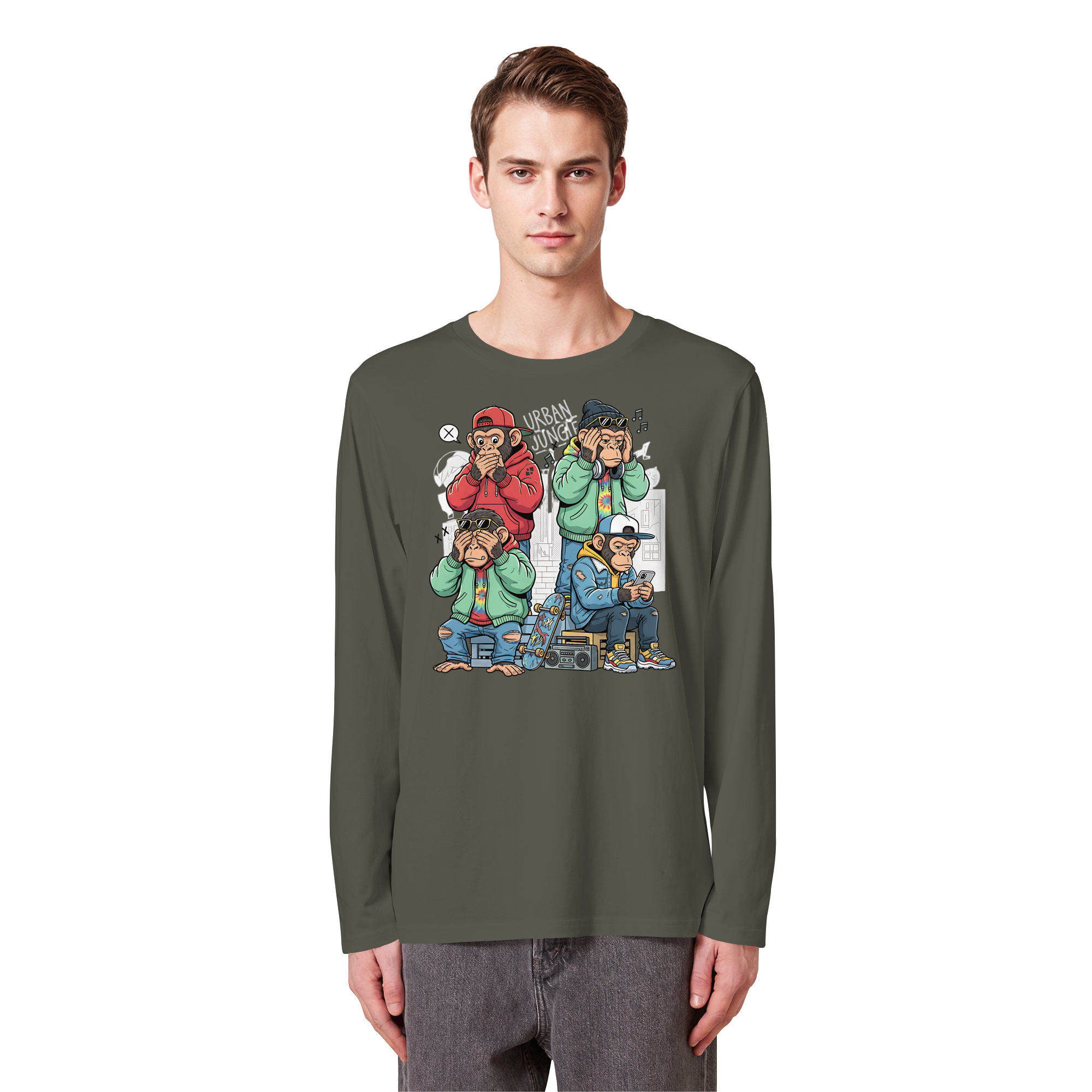 Die vier Stadtaffen - Organic Longsleeve T-Shirt