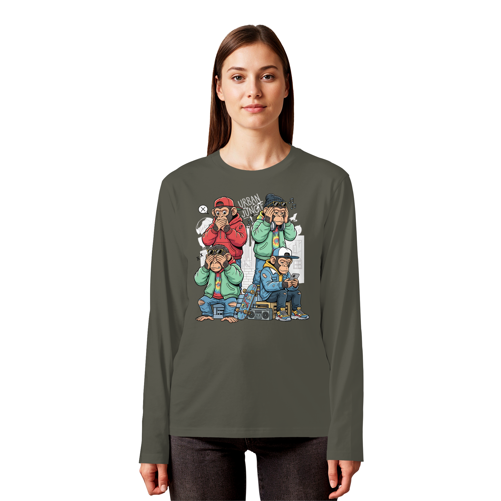 Die vier Stadtaffen - Organic Longsleeve T-Shirt