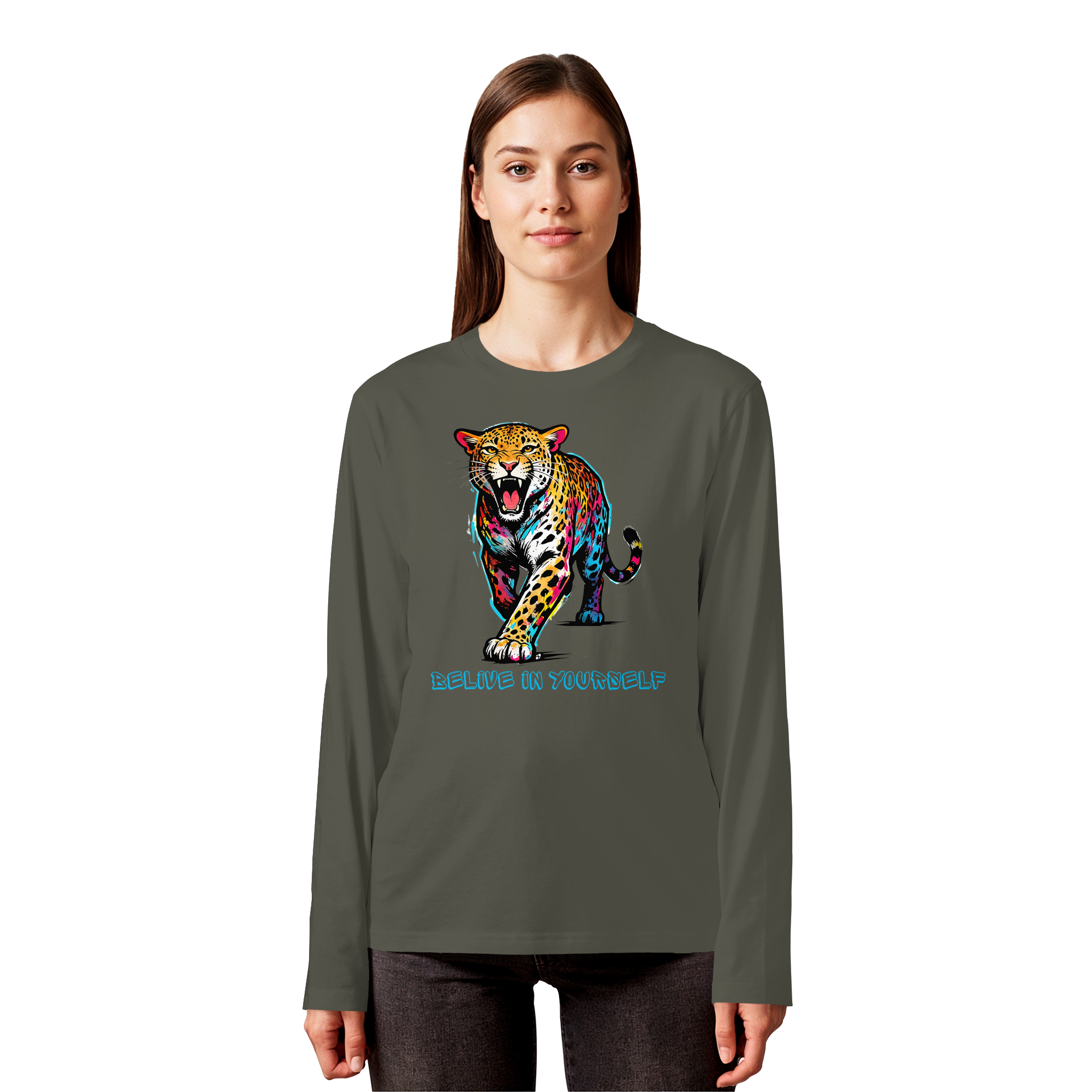 BIY Leopard - Organic Longsleeve T-Shirt