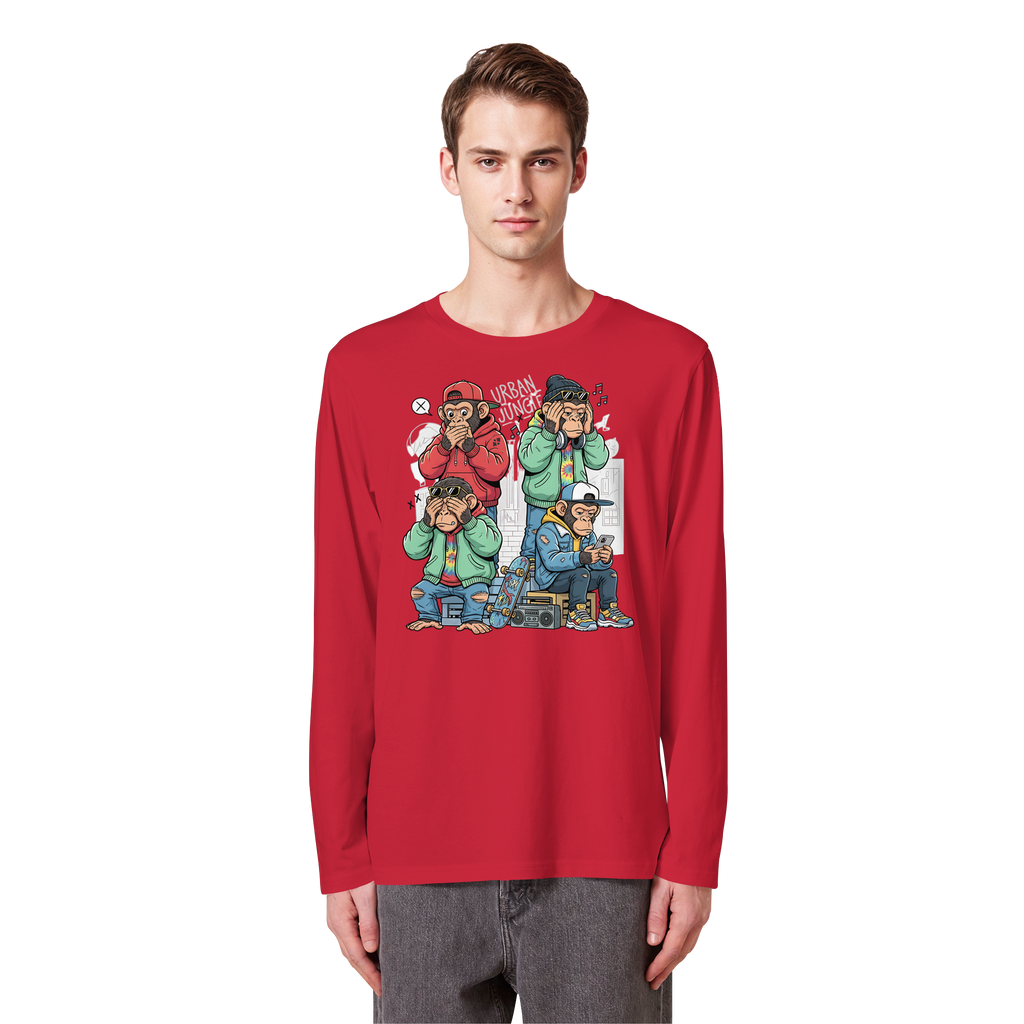 Die vier Stadtaffen - Organic Longsleeve T-Shirt