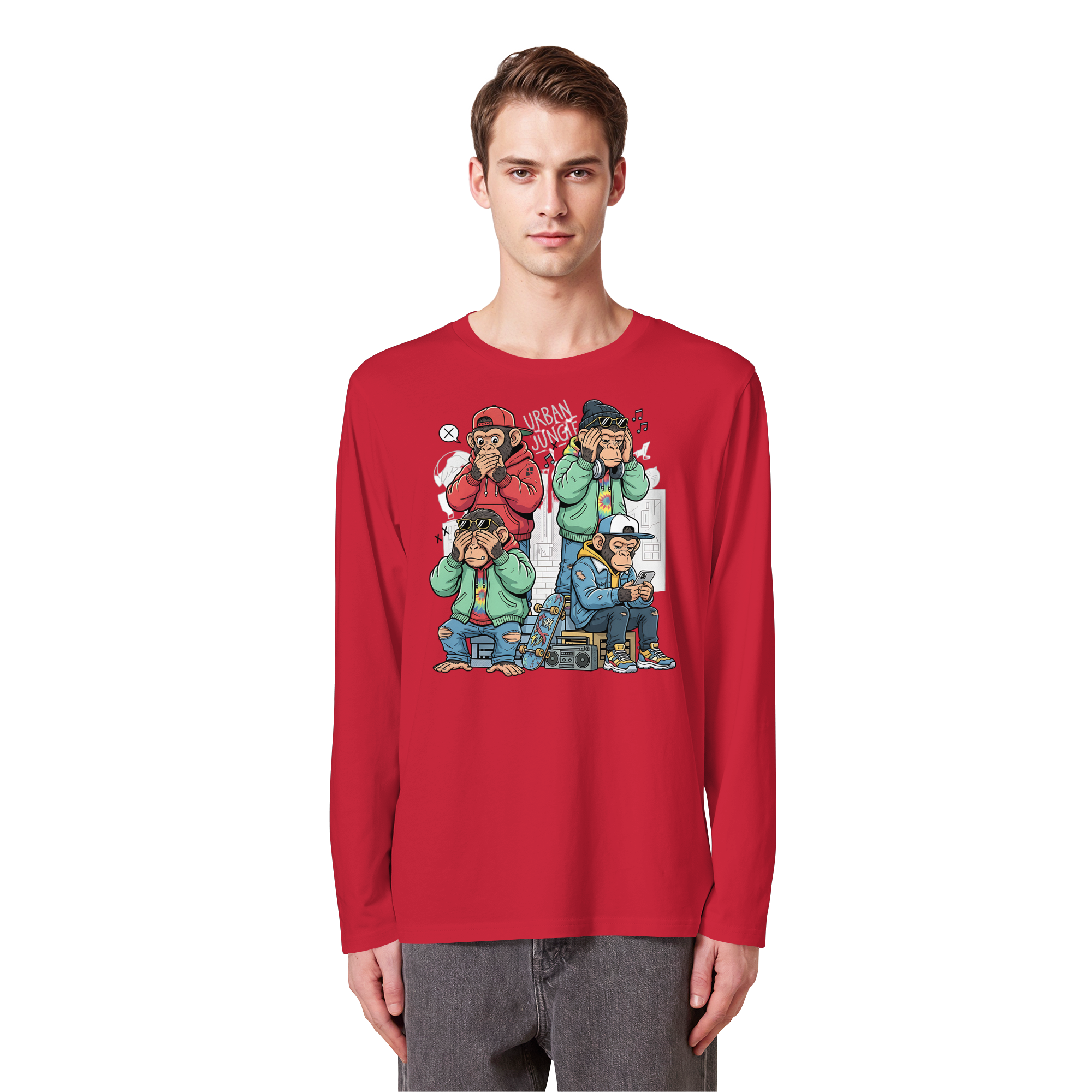 Die vier Stadtaffen - Organic Longsleeve T-Shirt
