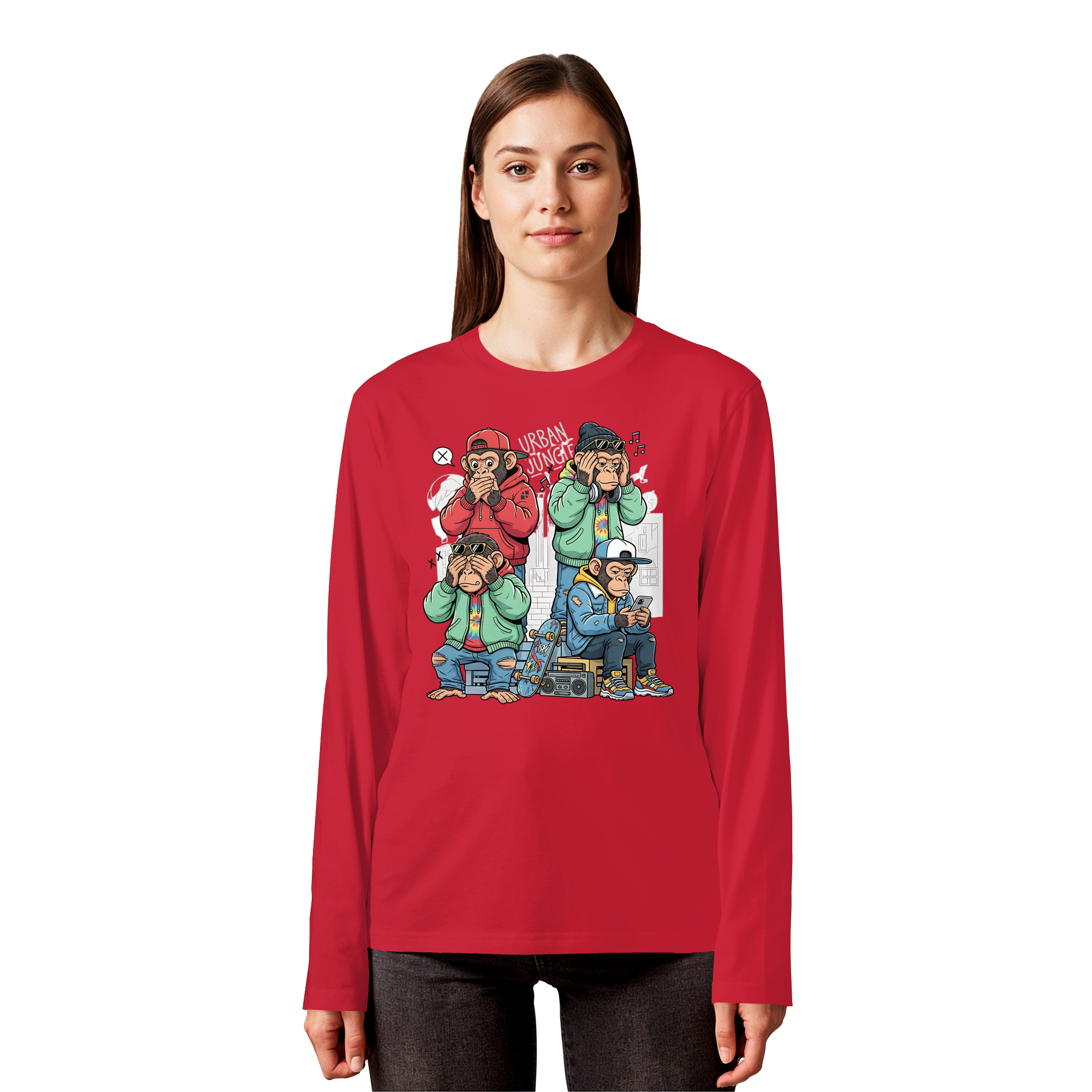 Die vier Stadtaffen - Organic Longsleeve T-Shirt