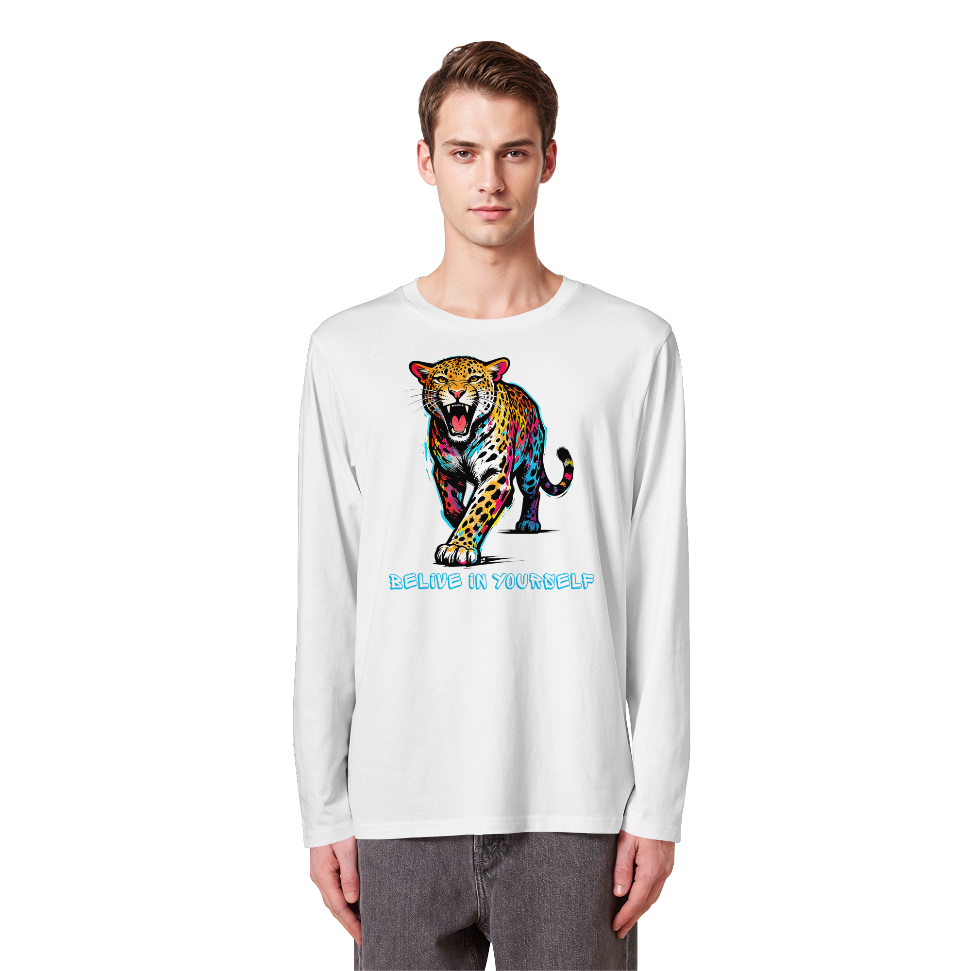 BIY Leopard - Organic Longsleeve T-Shirt