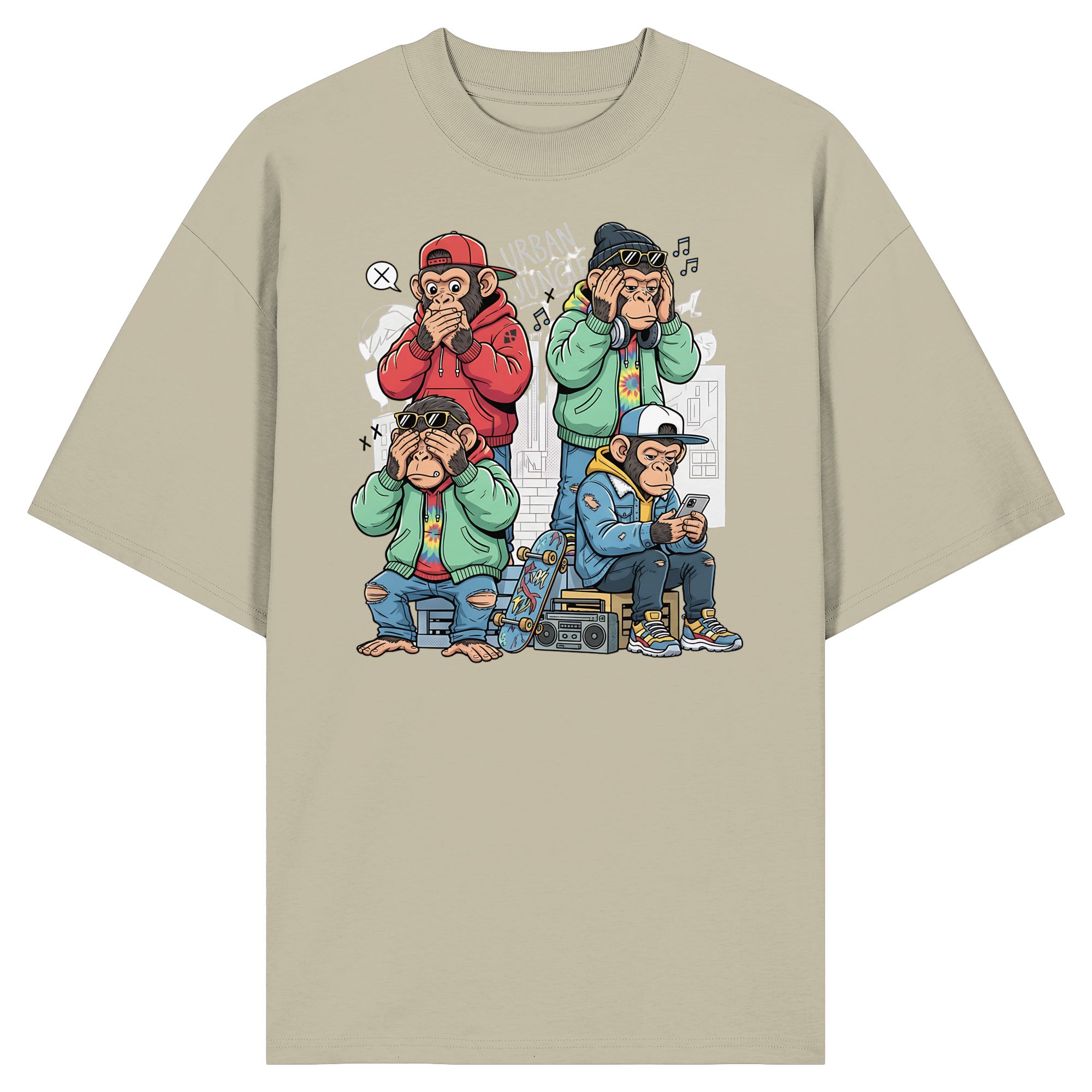 Die vier Stadtaffen - Organic Oversize Shirt