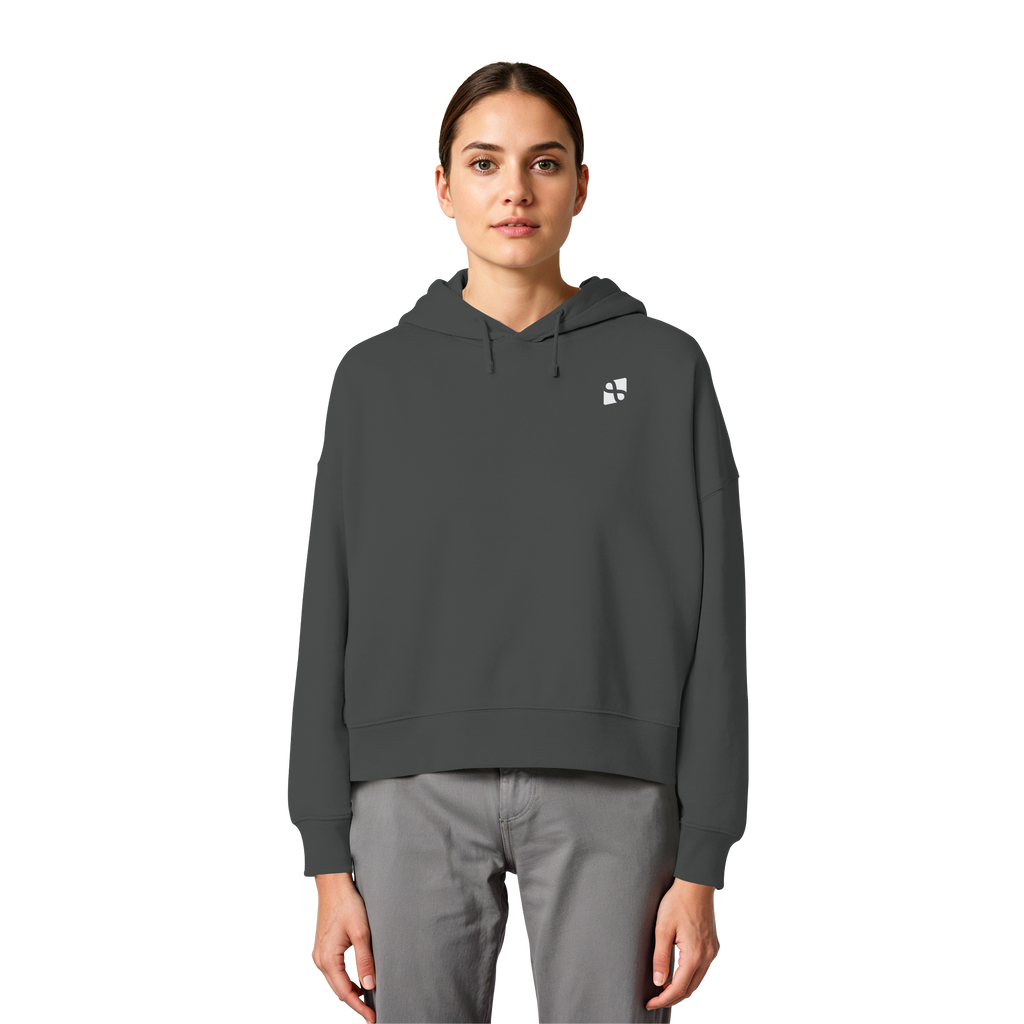 Tannenhäher mit Zirbelnuss + Emblem Stick - Womens Organic Boxcut Hoodie