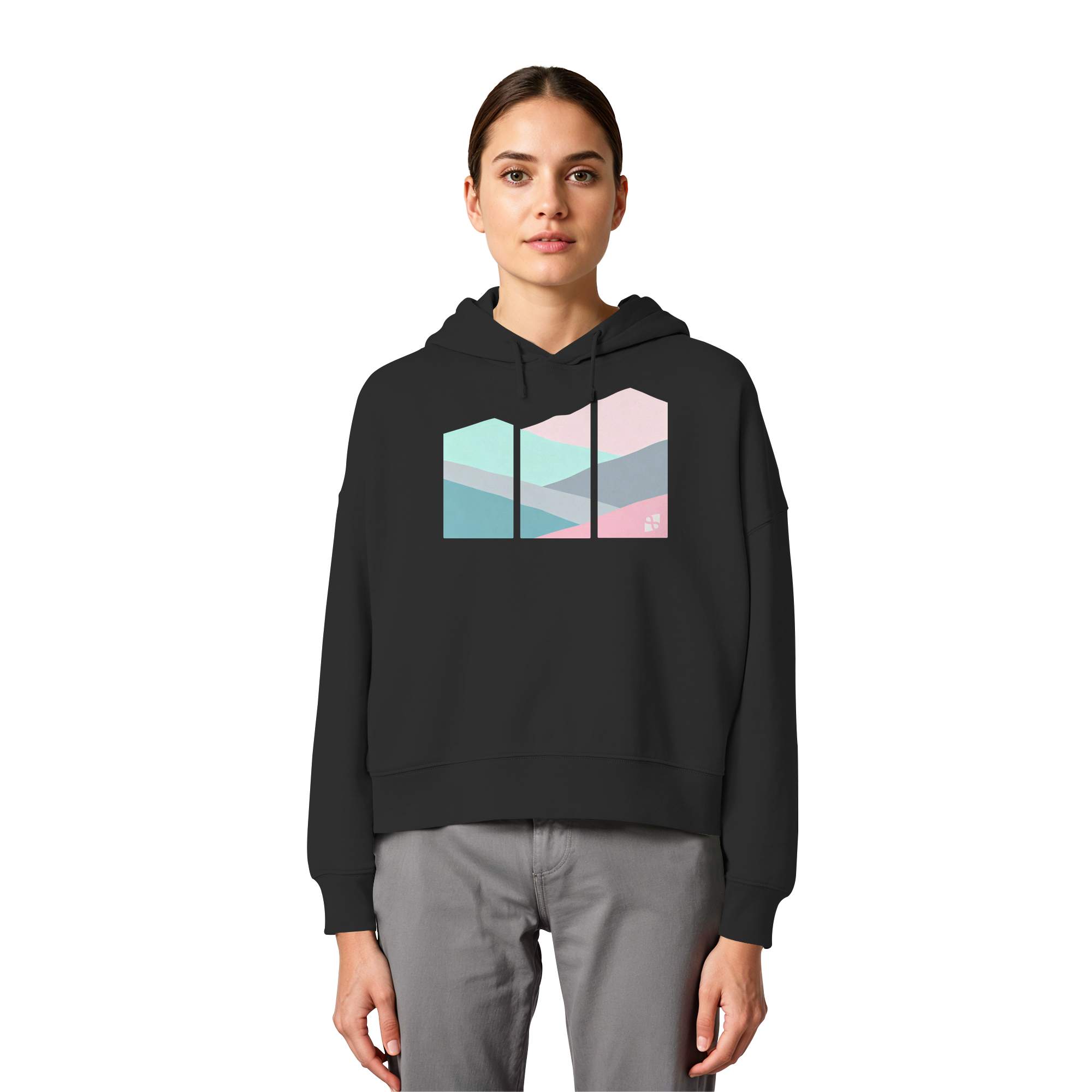 Pastell Mountain - Womens Organic Boxcut Hoodie