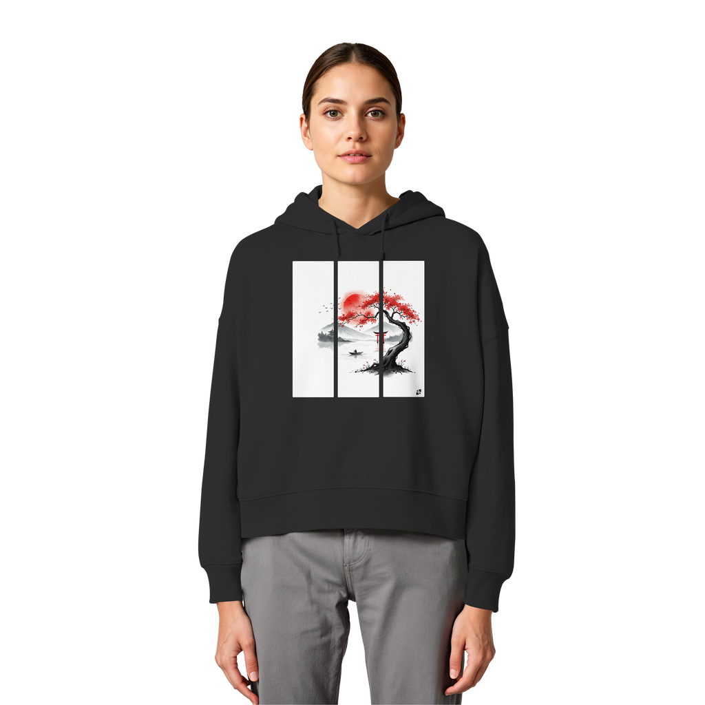 Kirschblüten Vibes - Womens Organic Boxcut Hoodie