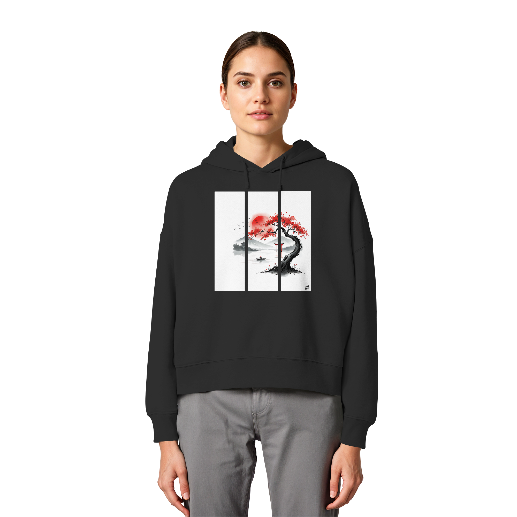 Kirschblüten Vibes - Womens Organic Boxcut Hoodie