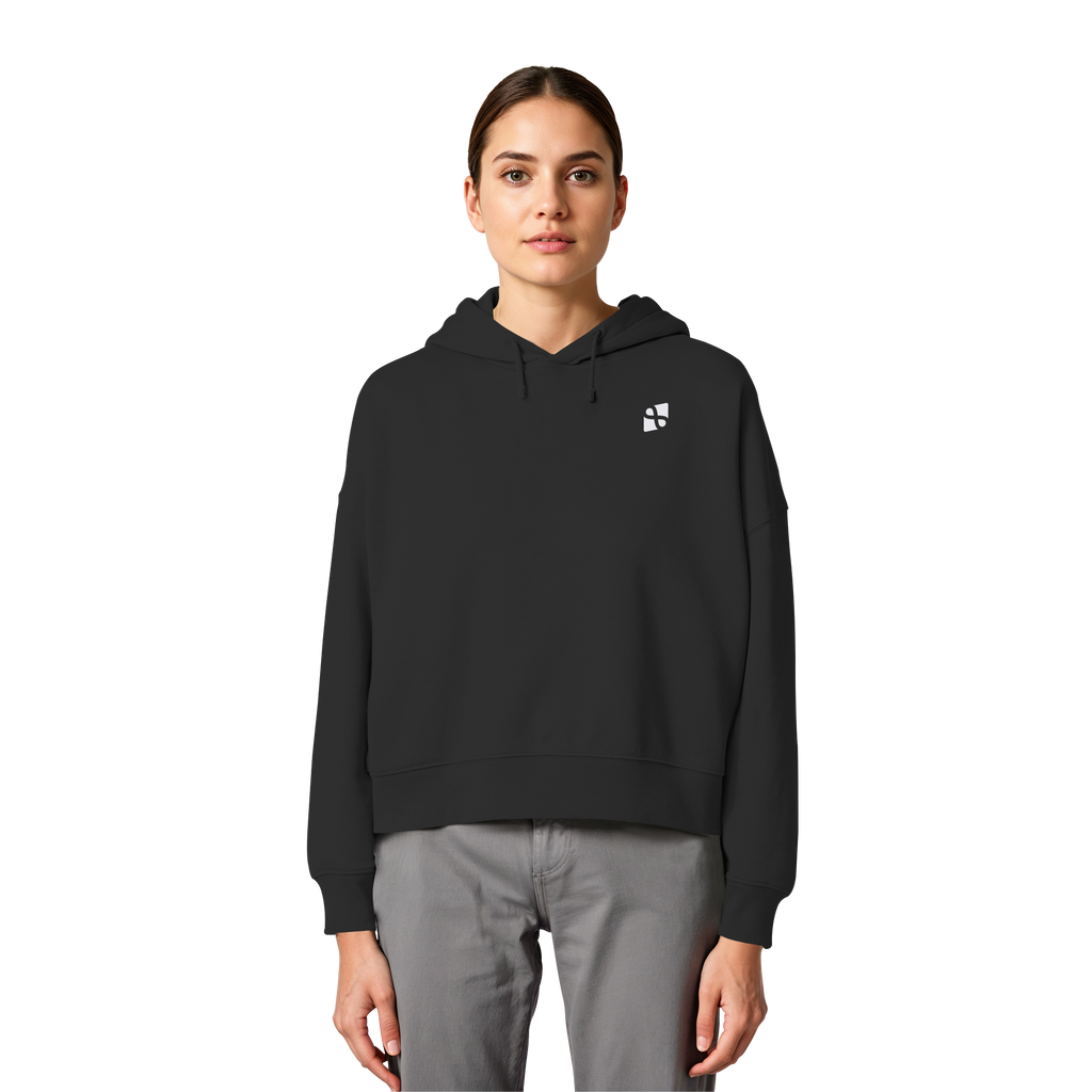 Tannenhäher mit Zirbelnuss + Emblem Stick - Womens Organic Boxcut Hoodie