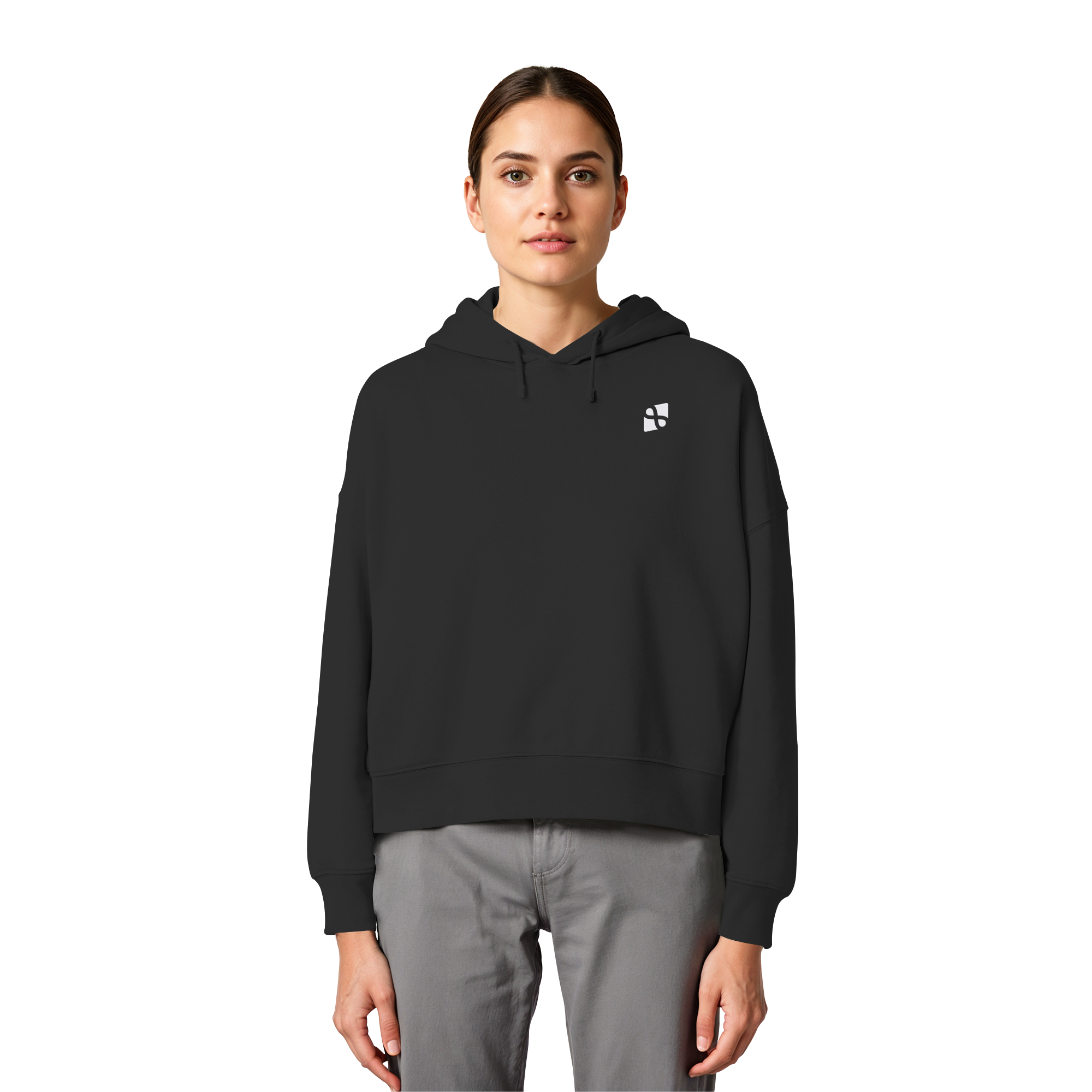 Tannenhäher mit Zirbelnuss + Emblem Stick - Womens Organic Boxcut Hoodie