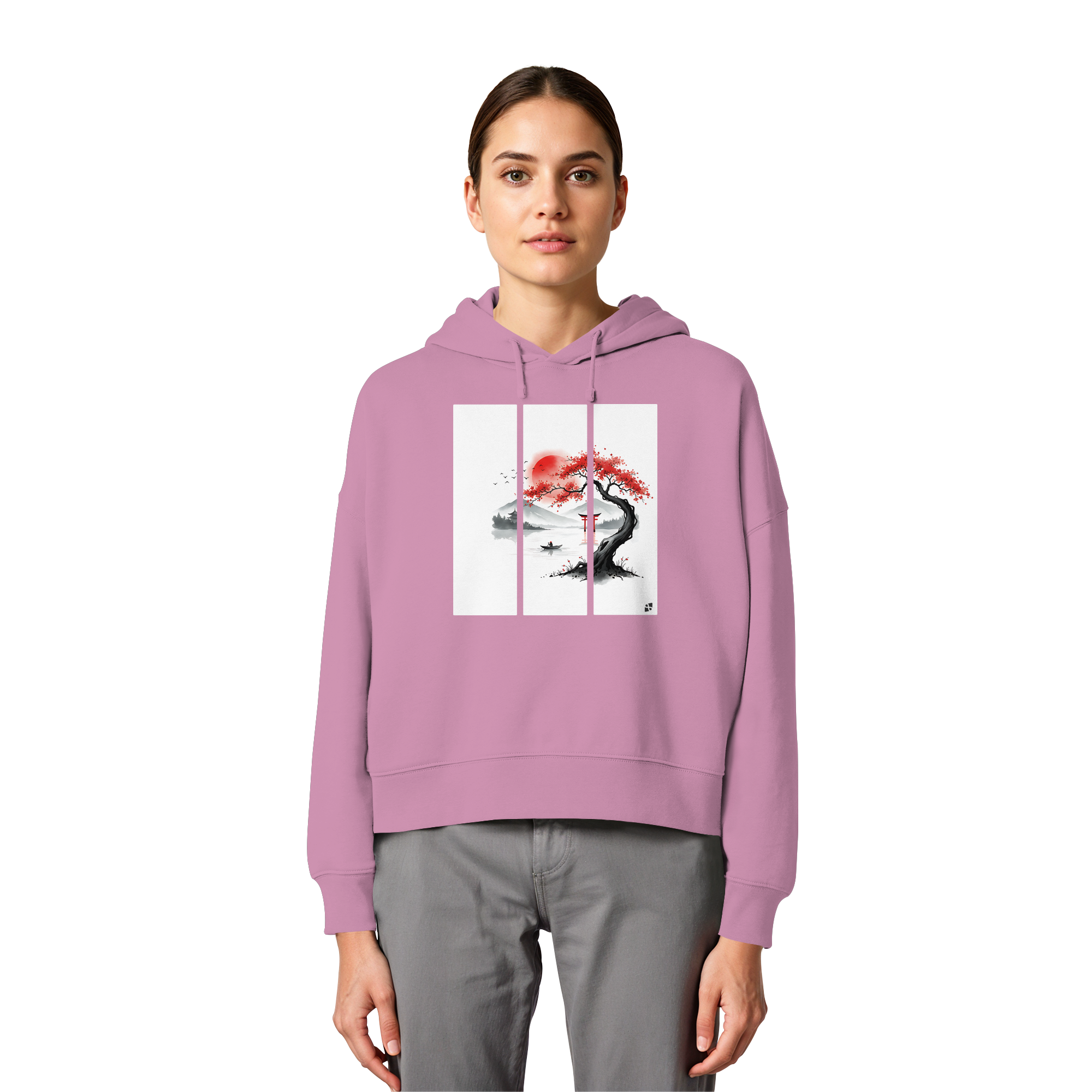 Kirschblüten Vibes - Womens Organic Boxcut Hoodie