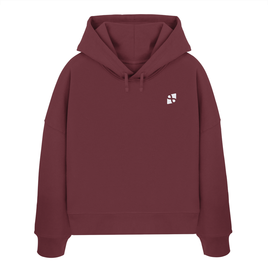 Tannenhäher mit Zirbelnuss + Emblem Stick - Womens Organic Boxcut Hoodie
