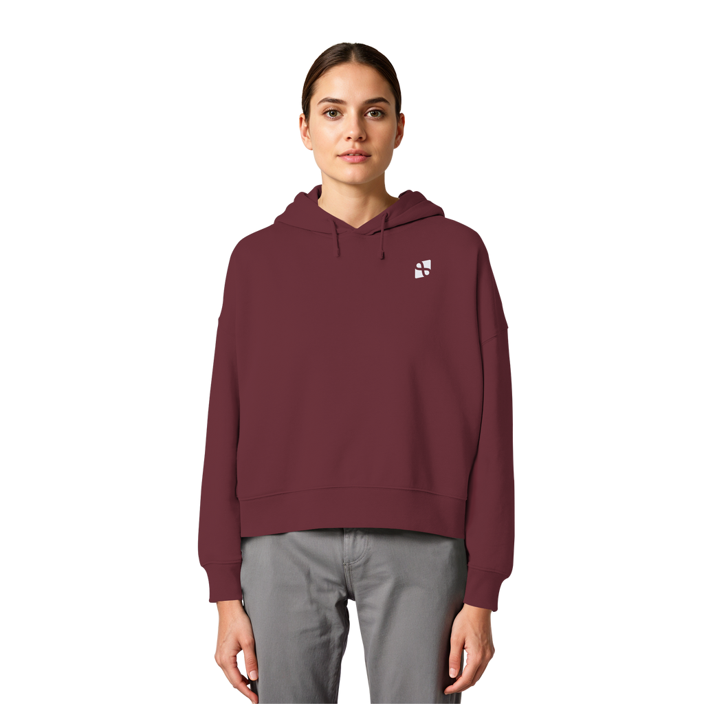 Tannenhäher mit Zirbelnuss + Emblem Stick - Womens Organic Boxcut Hoodie