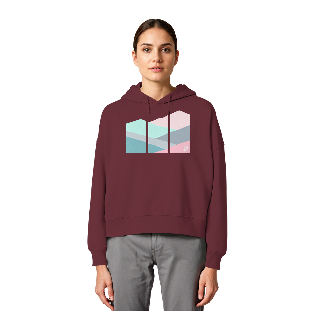 Pastell Mountain - Womens Organic Boxcut Hoodie