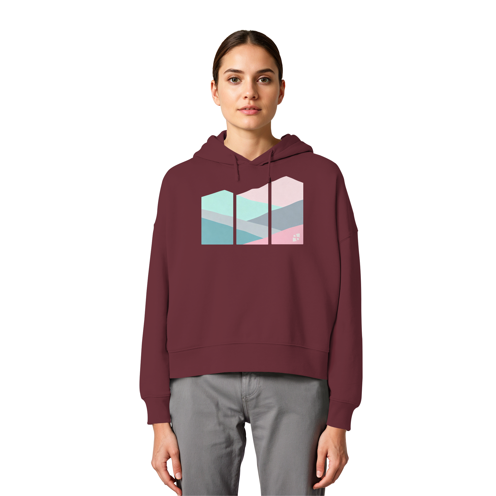 Pastell Mountain - Womens Organic Boxcut Hoodie