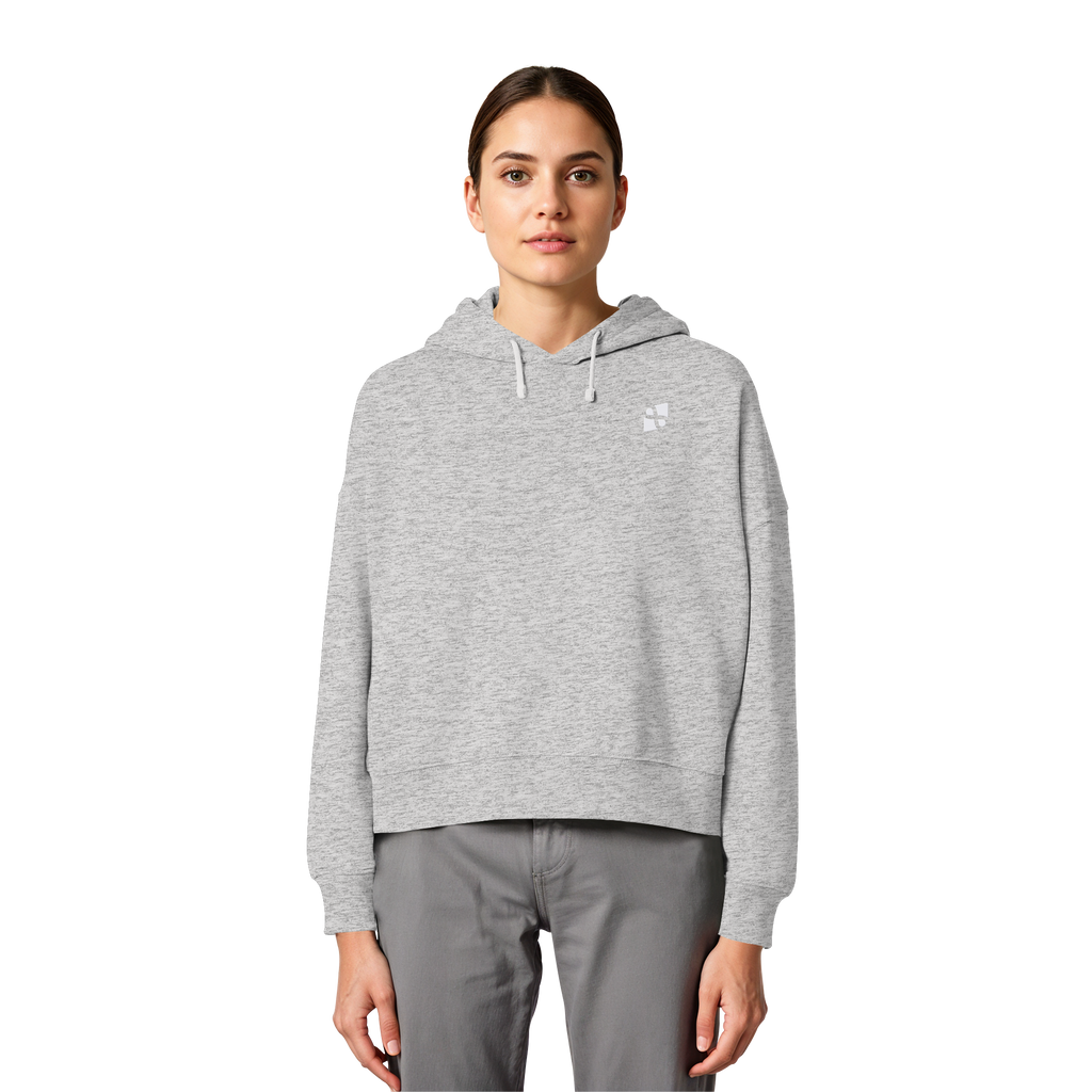 Tannenhäher mit Zirbelnuss + Emblem Stick - Womens Organic Boxcut Hoodie