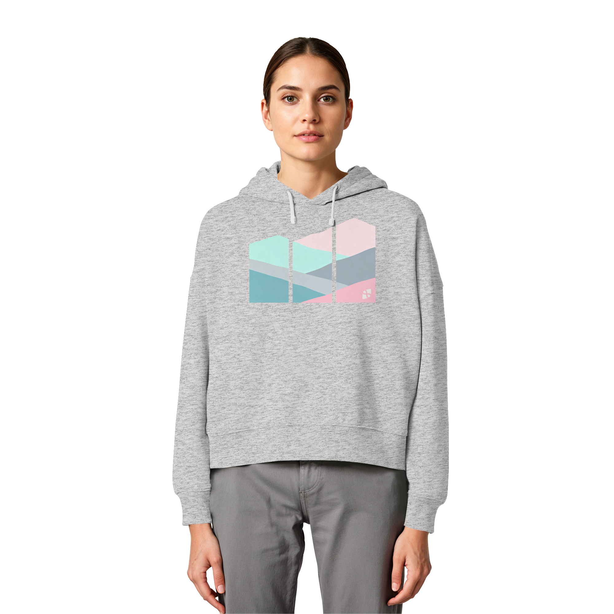 Pastell Mountain - Womens Organic Boxcut Hoodie
