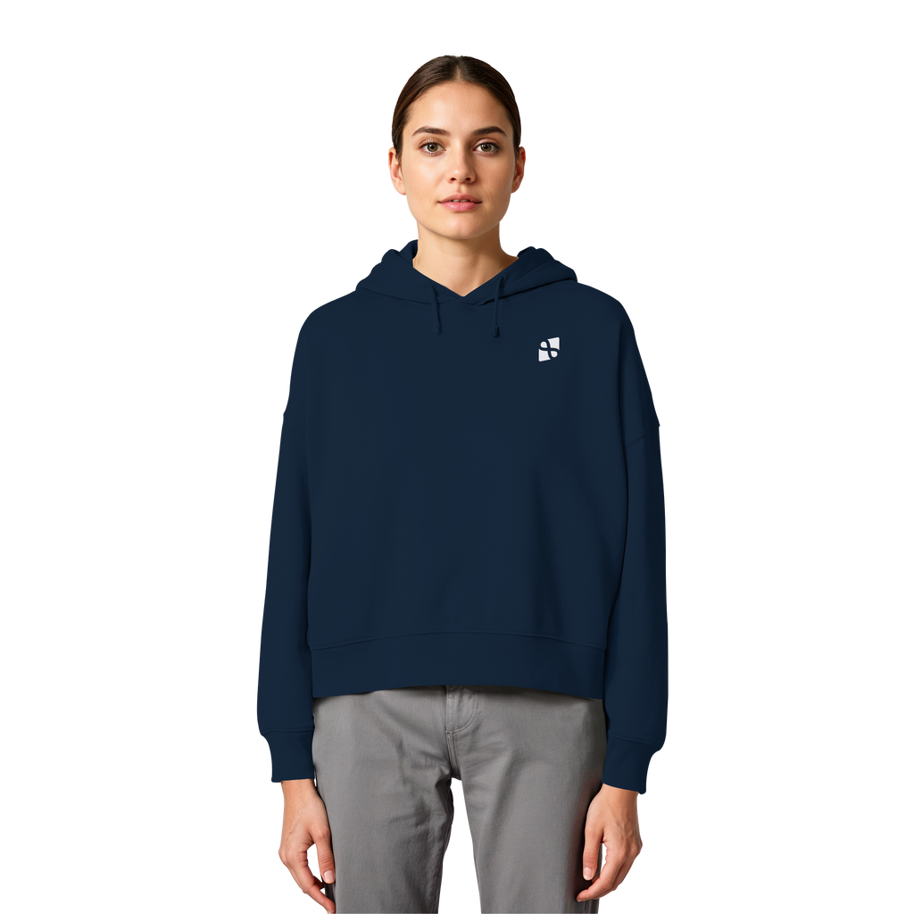 Tannenhäher mit Zirbelnuss + Emblem Stick - Womens Organic Boxcut Hoodie