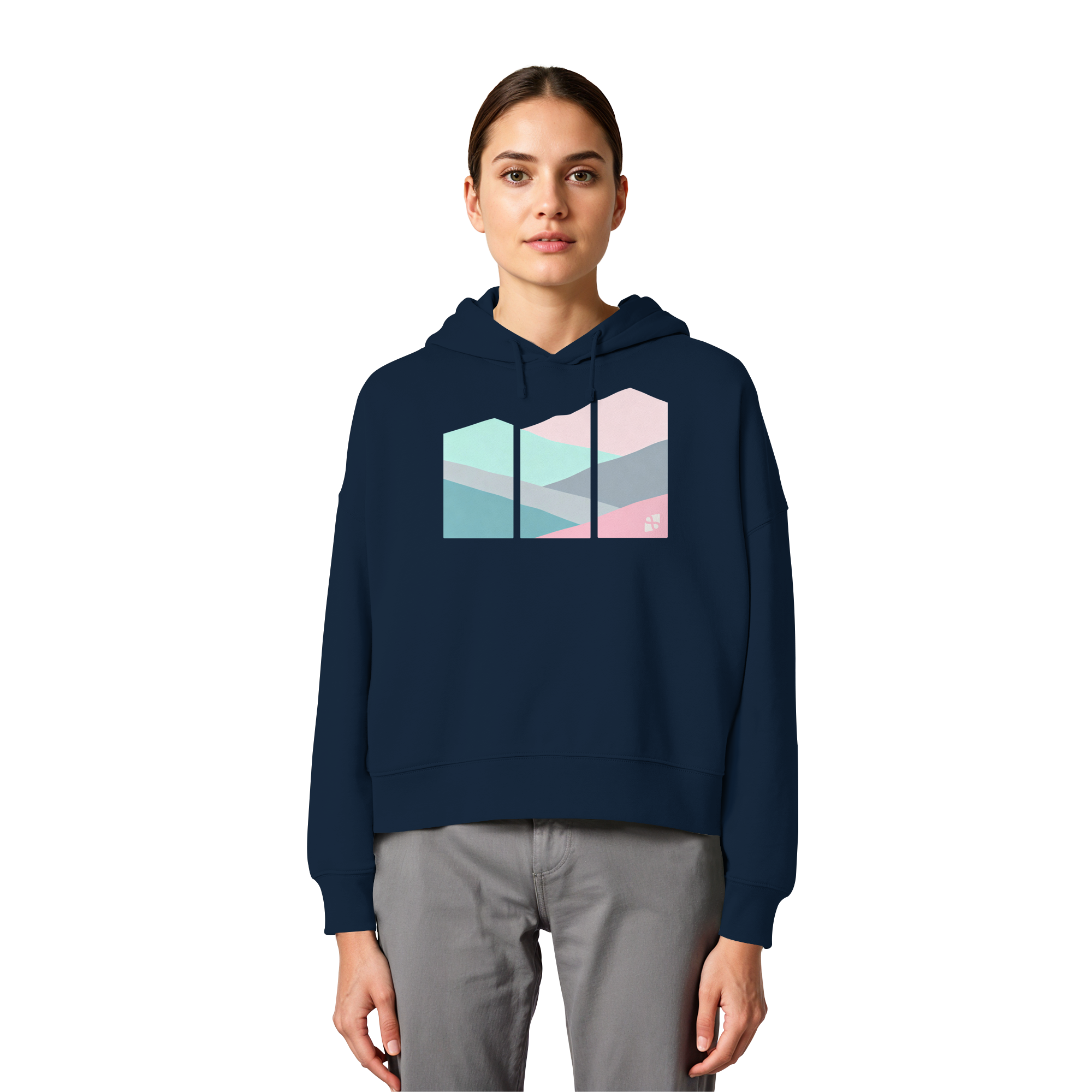 Pastell Mountain - Womens Organic Boxcut Hoodie