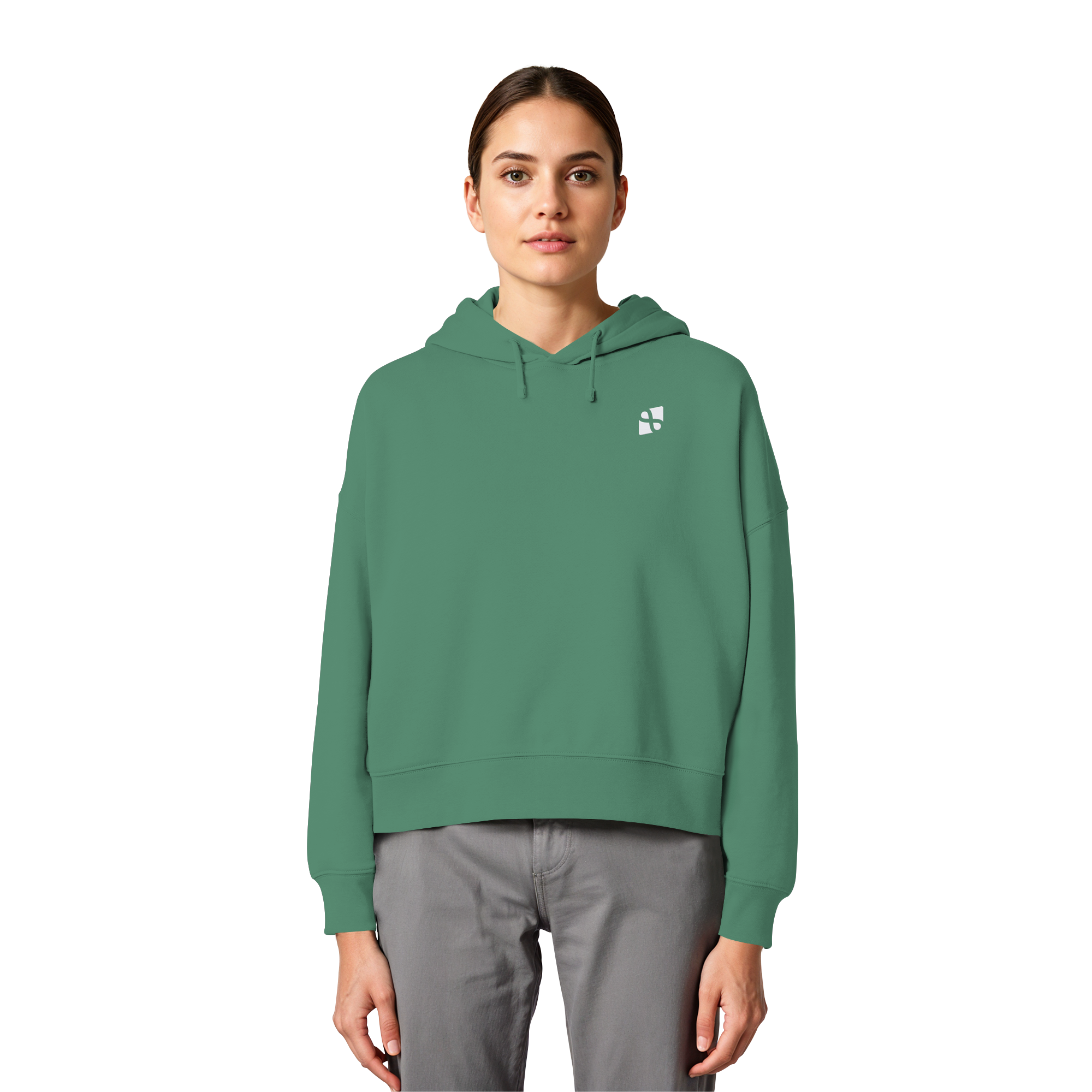 WTF - "Wear The Fair" Print mit besticktem Emblem - Womens Organic Boxcut Hoodie