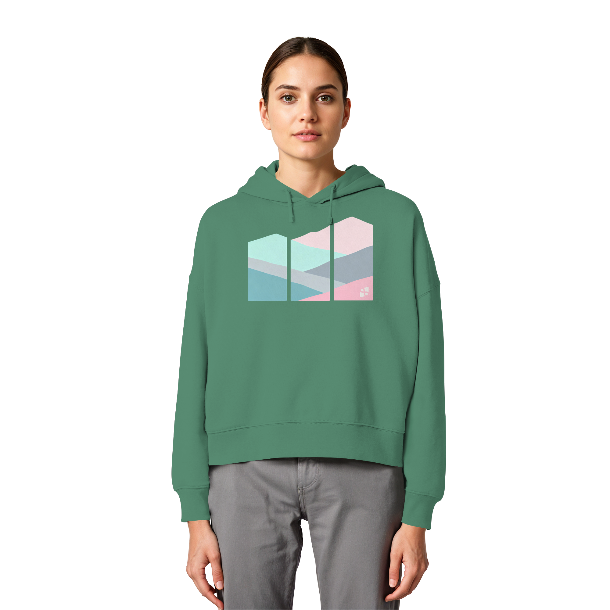 Pastell Mountain - Womens Organic Boxcut Hoodie