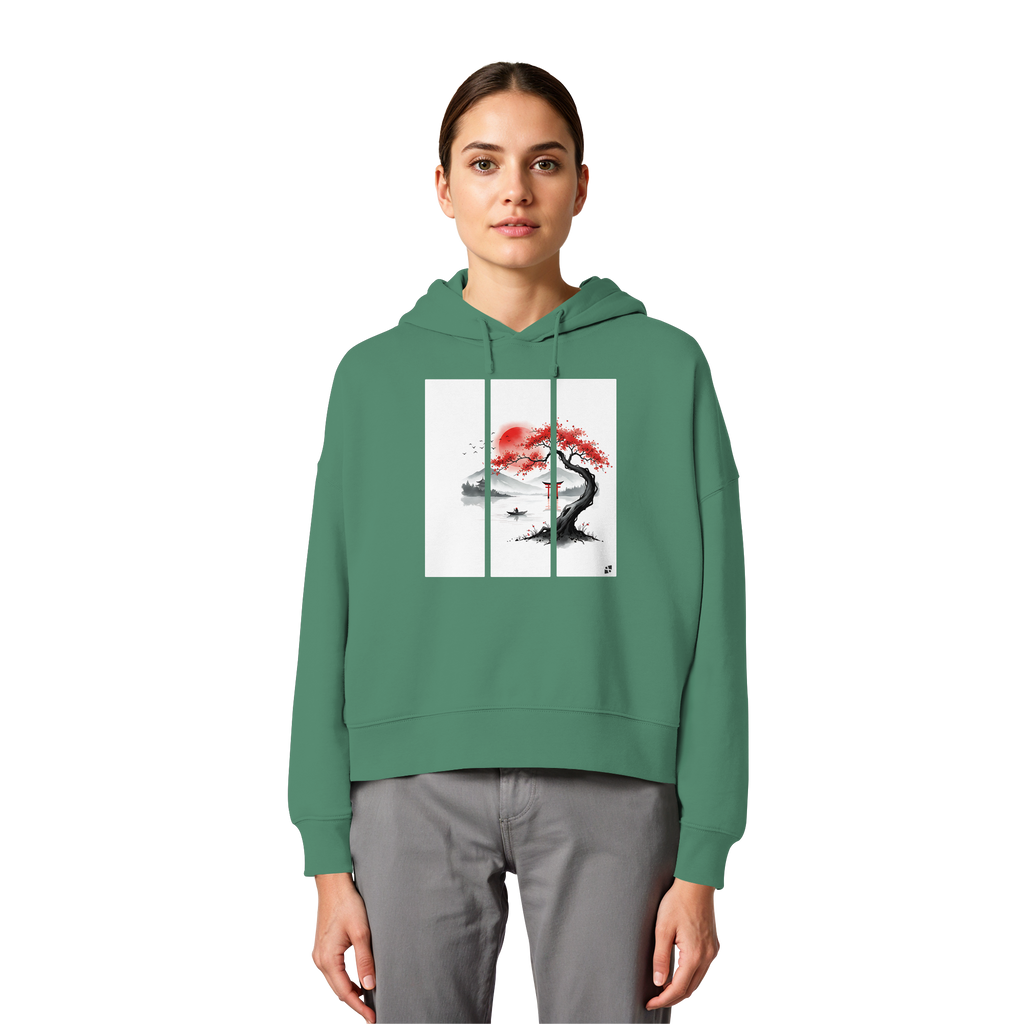 Kirschblüten Vibes - Womens Organic Boxcut Hoodie
