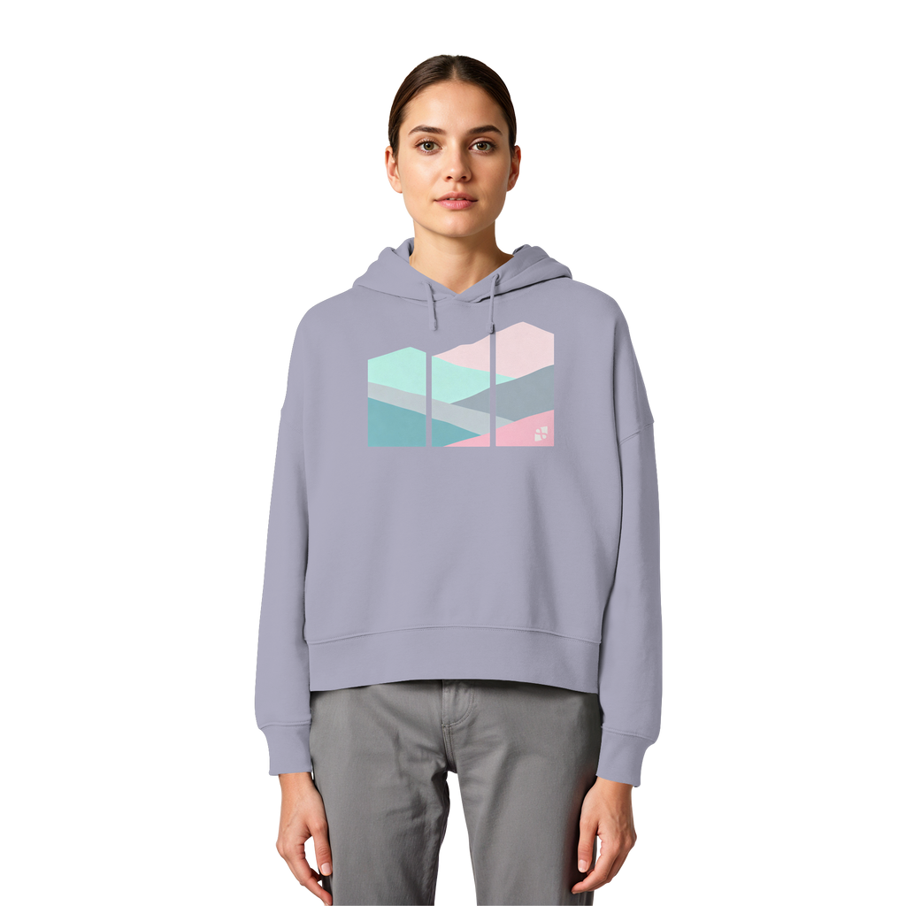 Pastell Mountain - Womens Organic Boxcut Hoodie